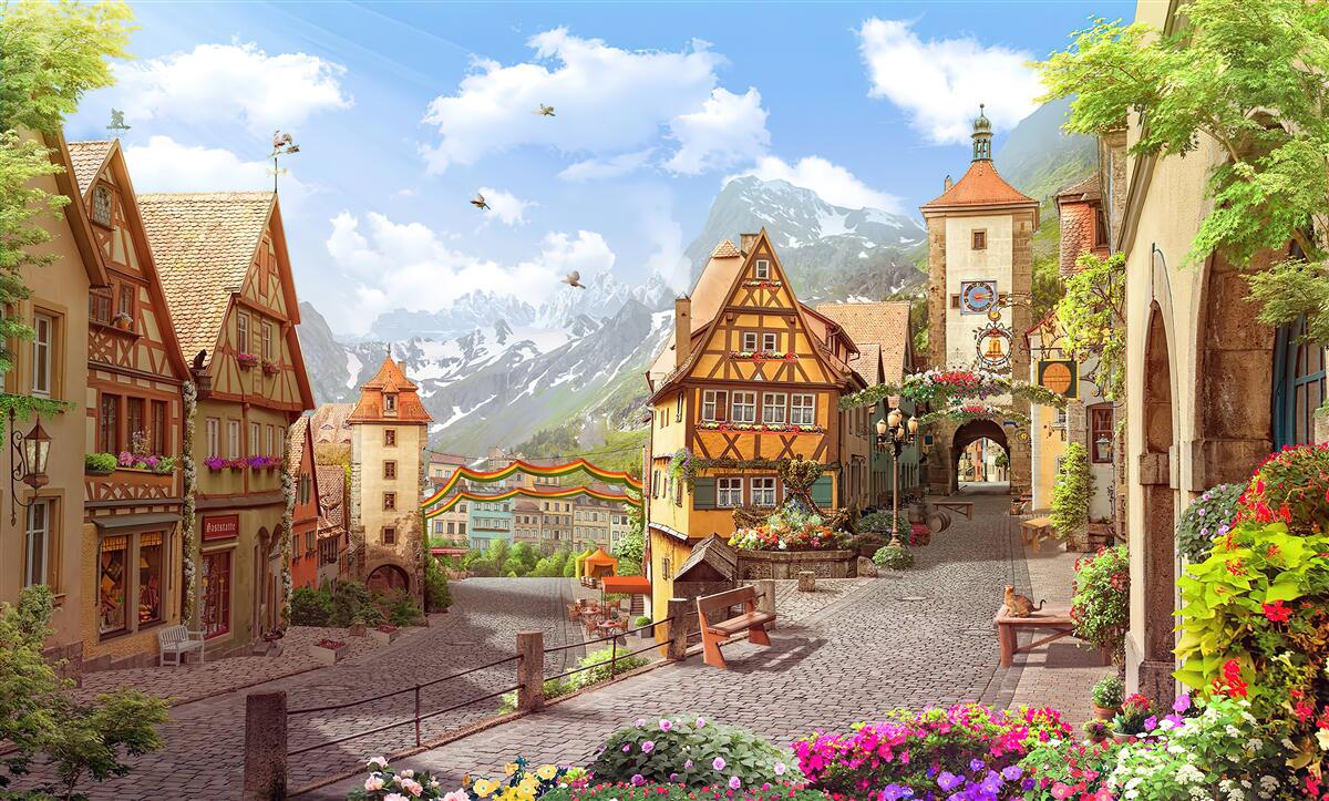 Papier peint petite ville agréable