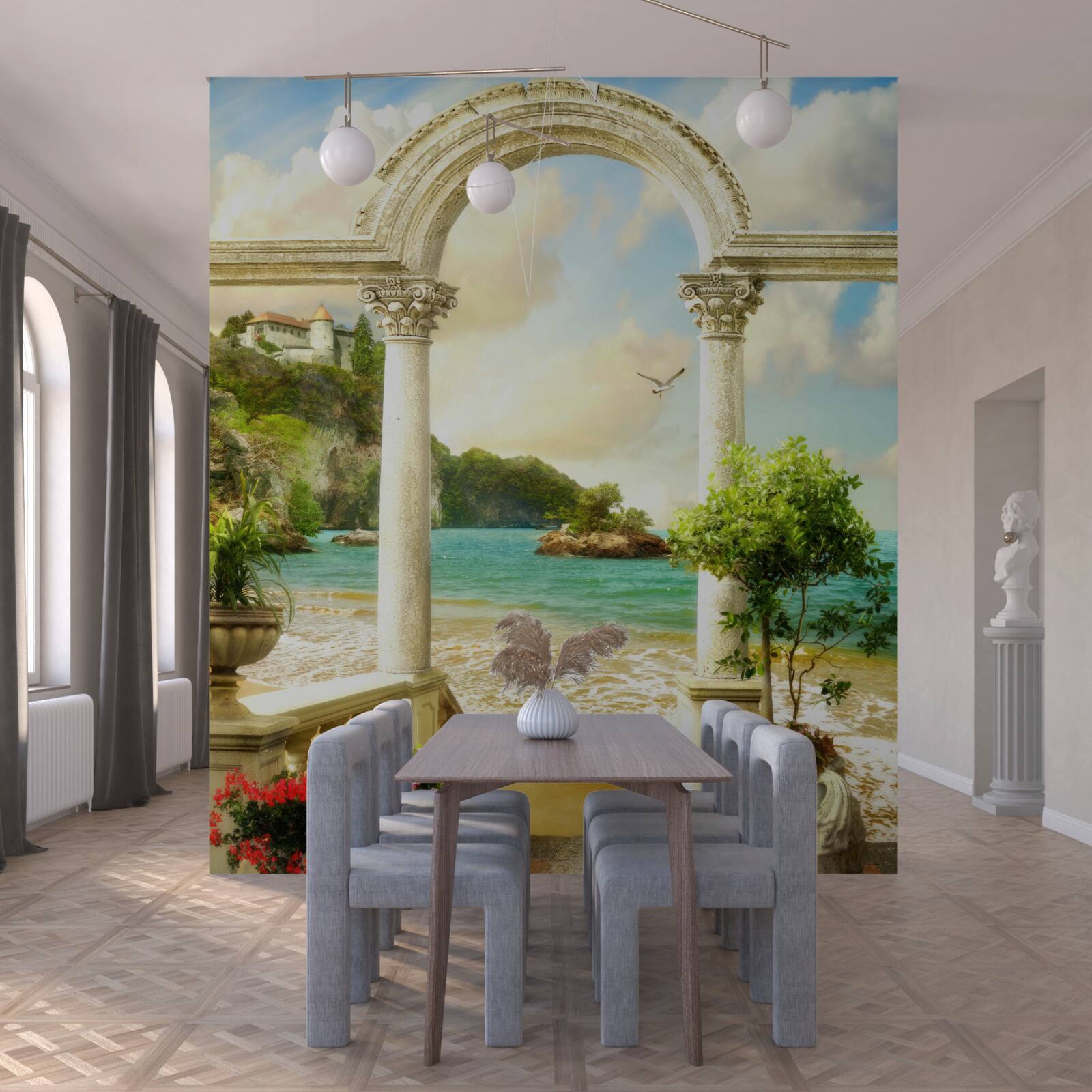 Papier peint pilier sur un rivage sablonneux