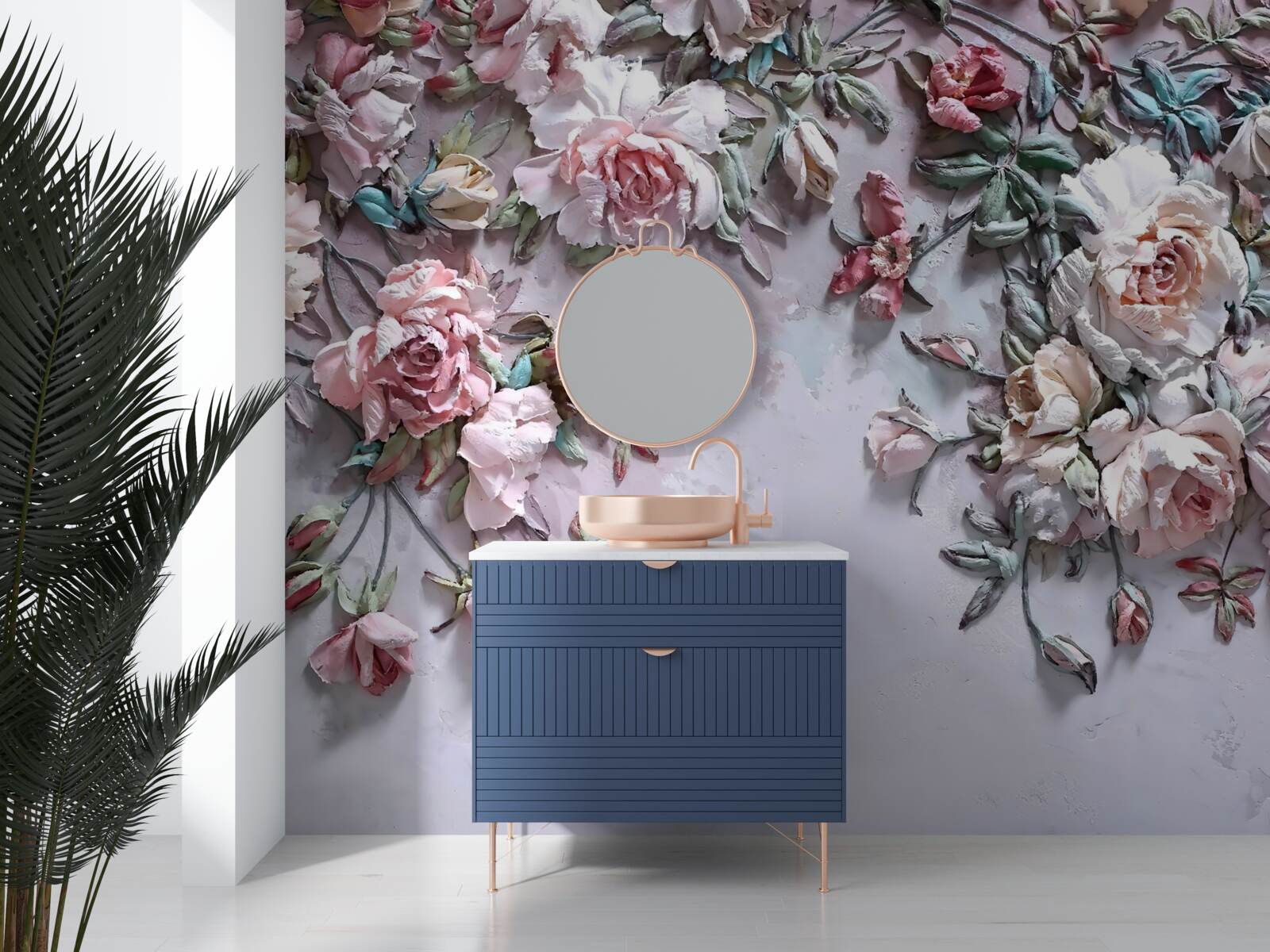 Papier peint roses sur les branches