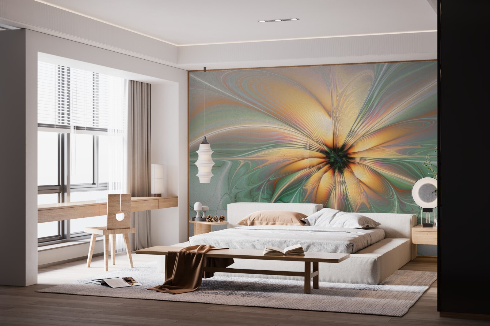 Papier peint les couleurs se sont répandues pour former une fleur