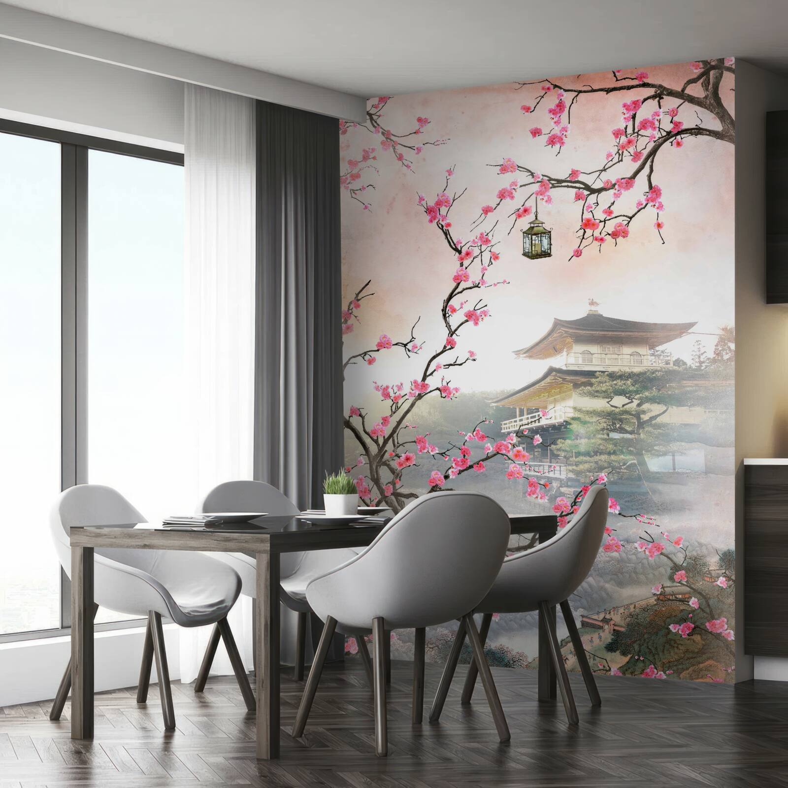 Papier peint la floraison des sakura dans un environnement urbain