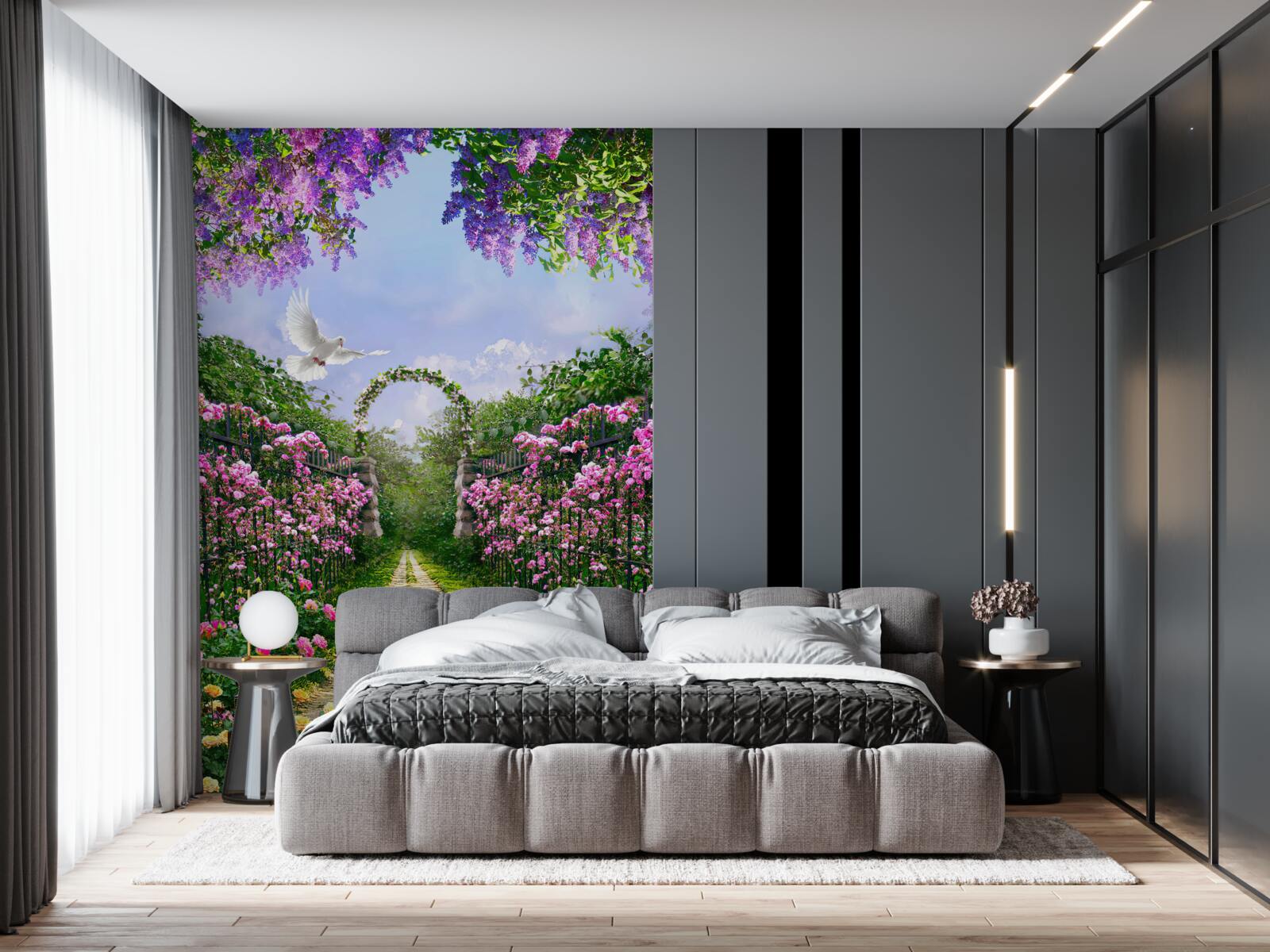 Papier peint transition vers le jardin de fleurs