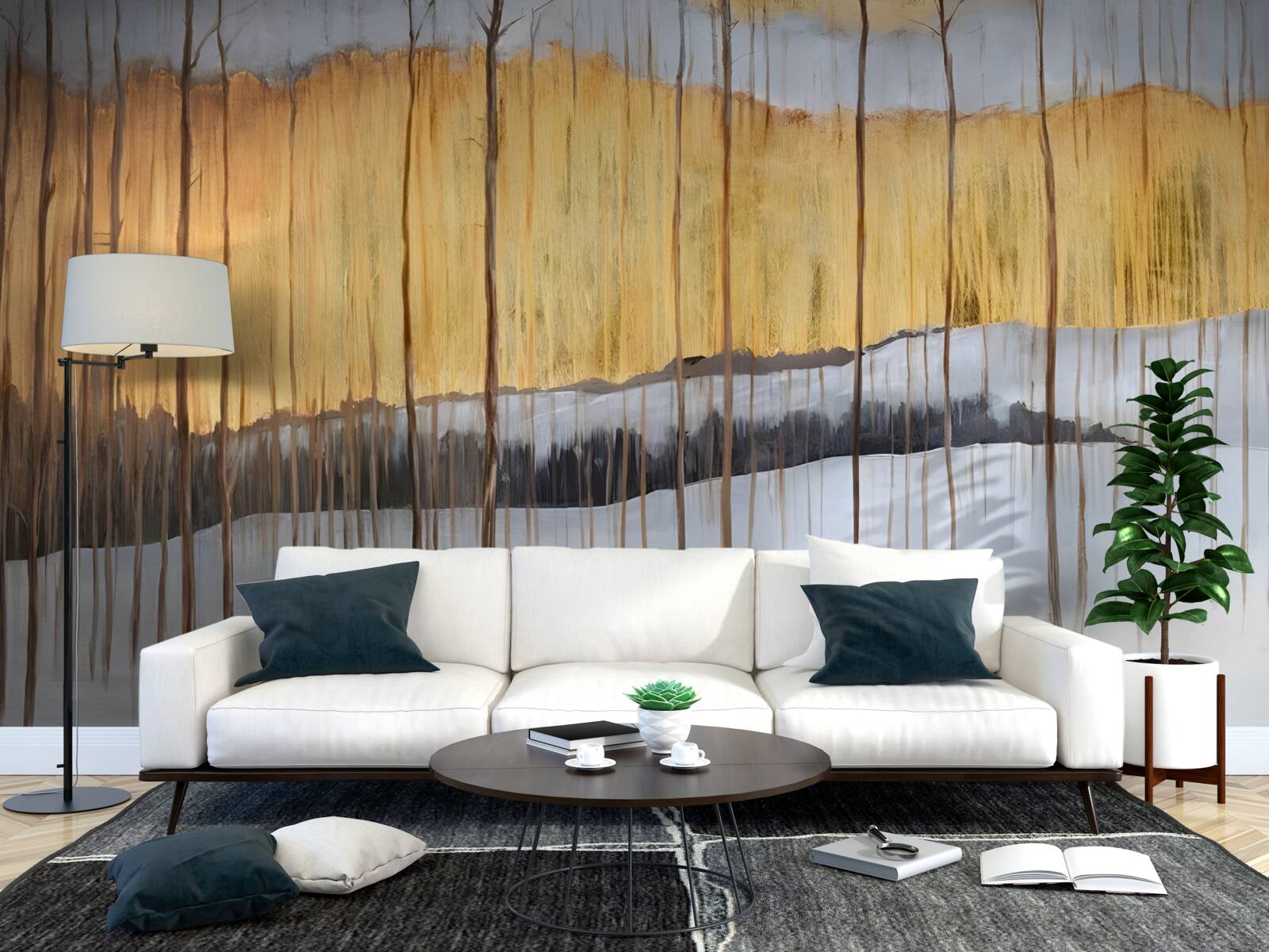 Papier peint des arbres fins sous une forme abstraite