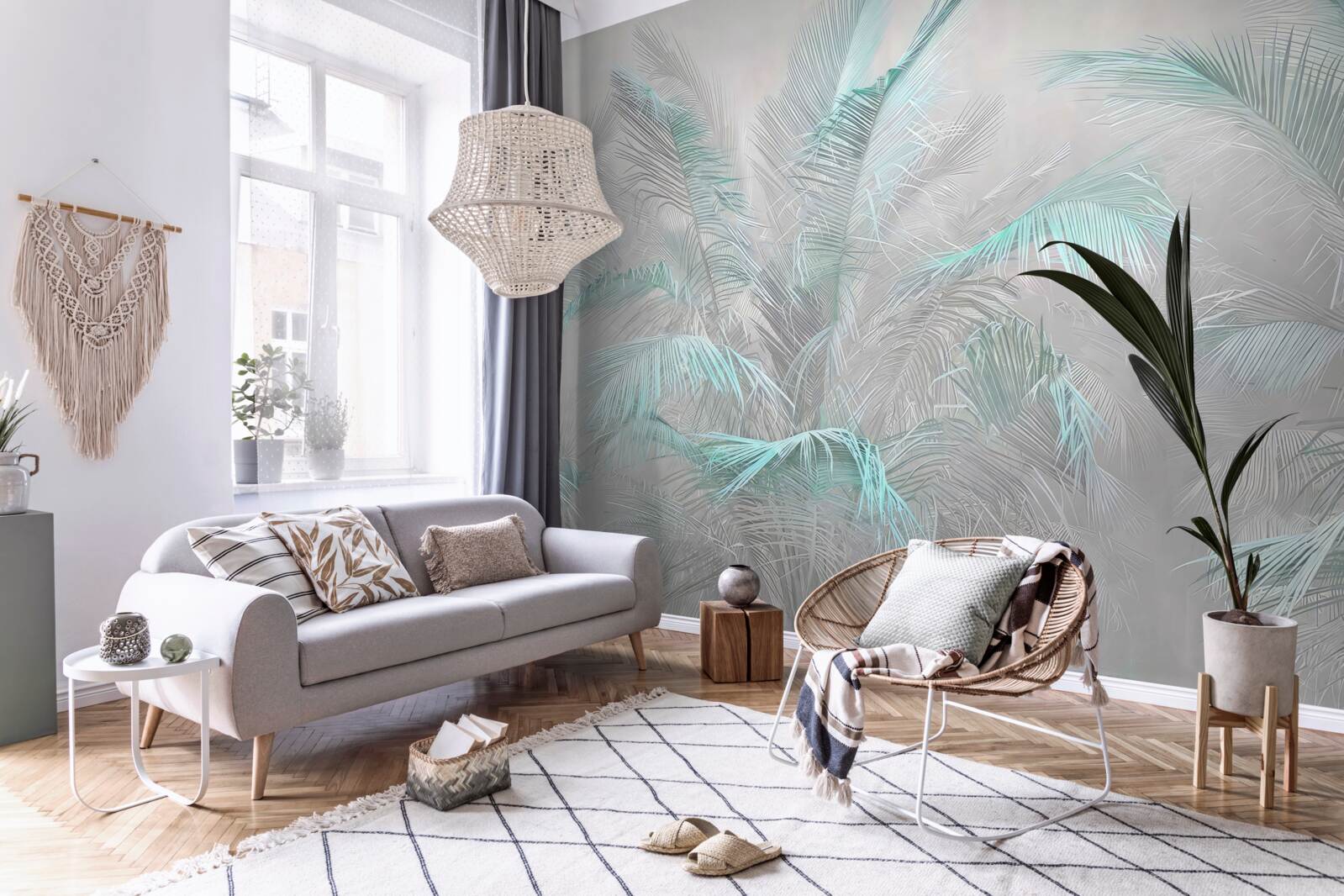 Papier peint brume enveloppant les feuilles
