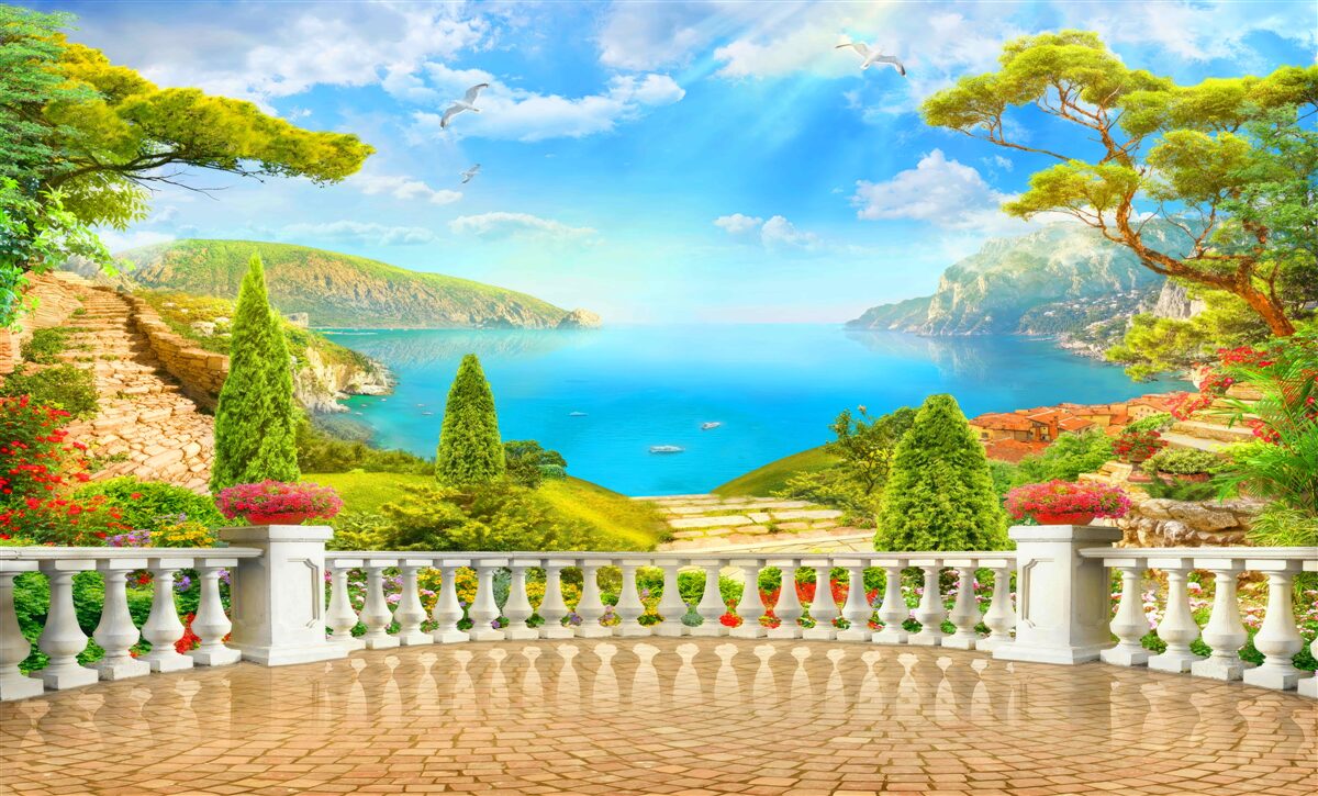 Papier peint paysage captivant depuis le pont d'observation