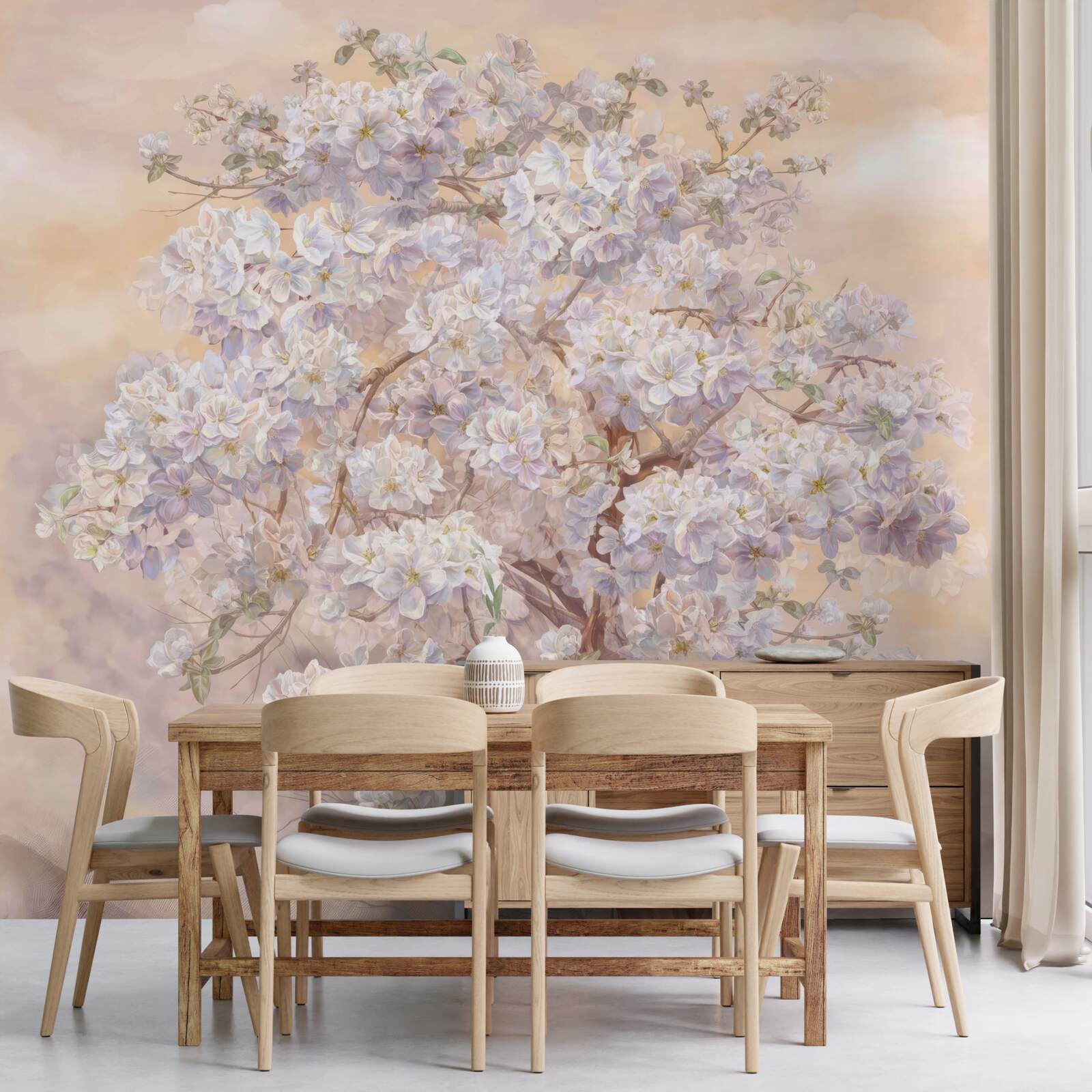Papier peint grand arbre en fleurs
