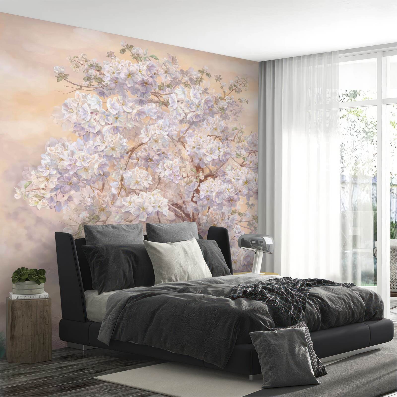 Papier peint grand arbre en fleurs