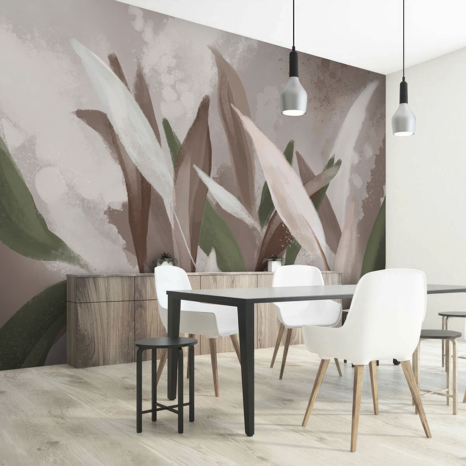 Papier peint des feuilles de différentes tailles et nuances