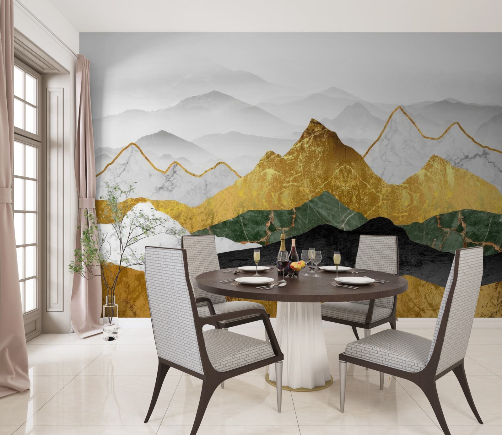 Papier peint silhouettes de montagnes en différentes couleurs