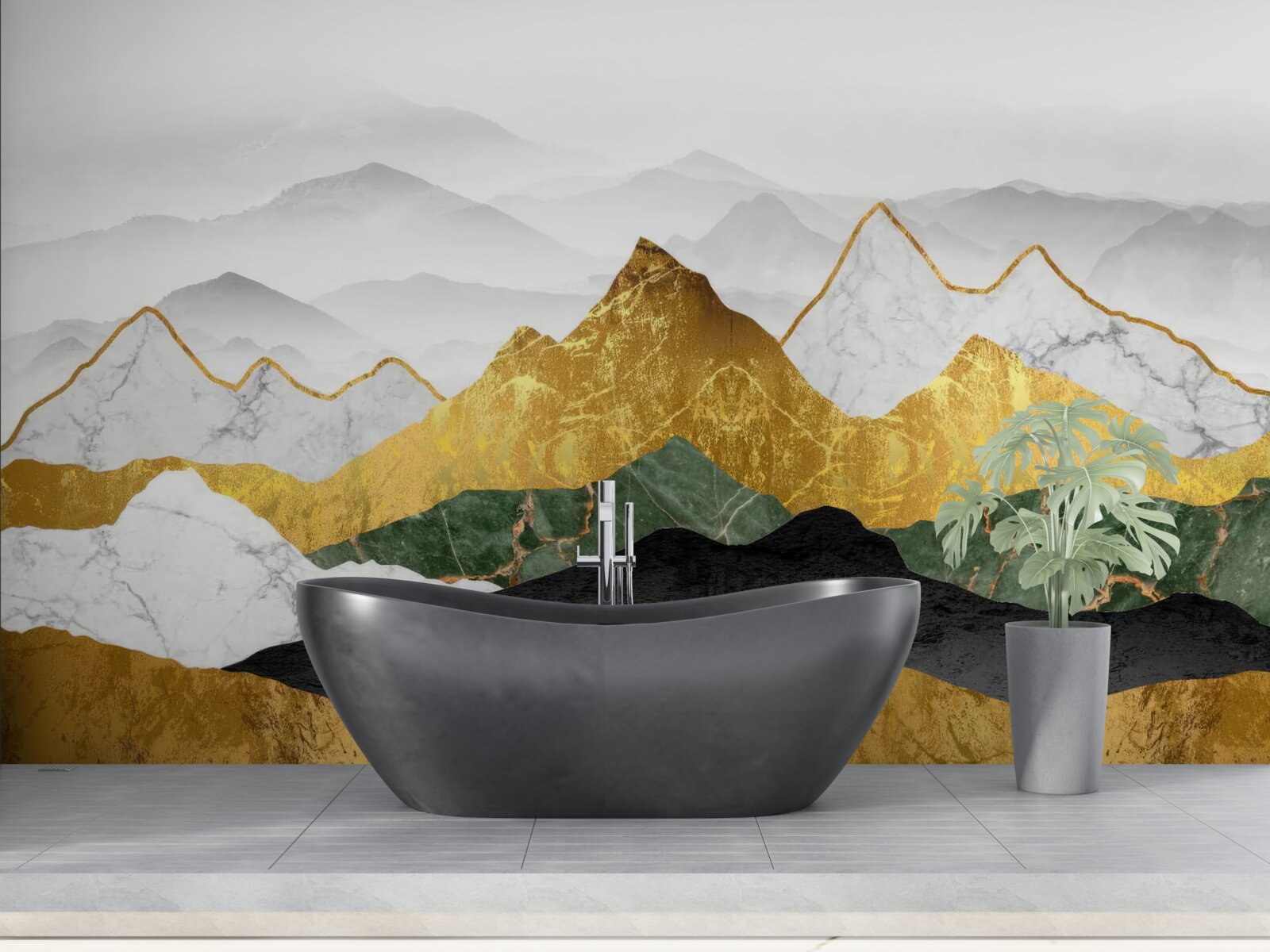 Papier peint silhouettes de montagnes en différentes couleurs