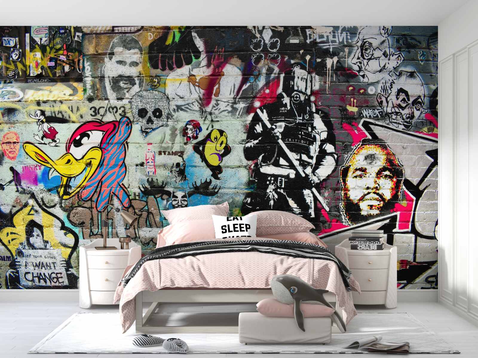 Papier peint Mur décoré de graffitis