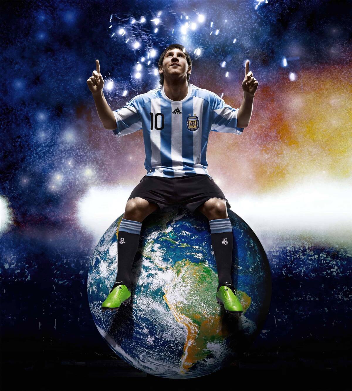 Papier peint messi au sol