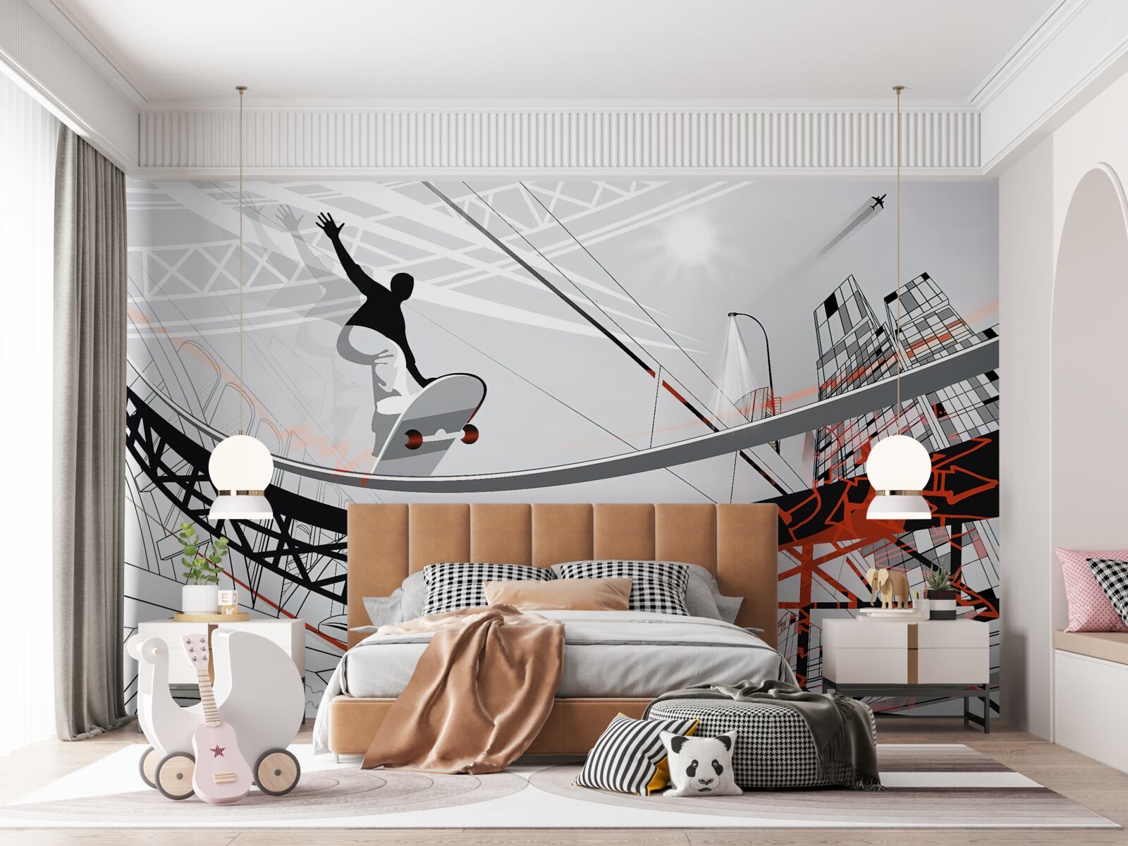 Papier peint jeune homme faisant du skateboard