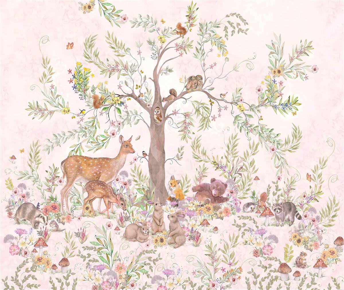 Papier peint il y a des animaux sous l'arbre