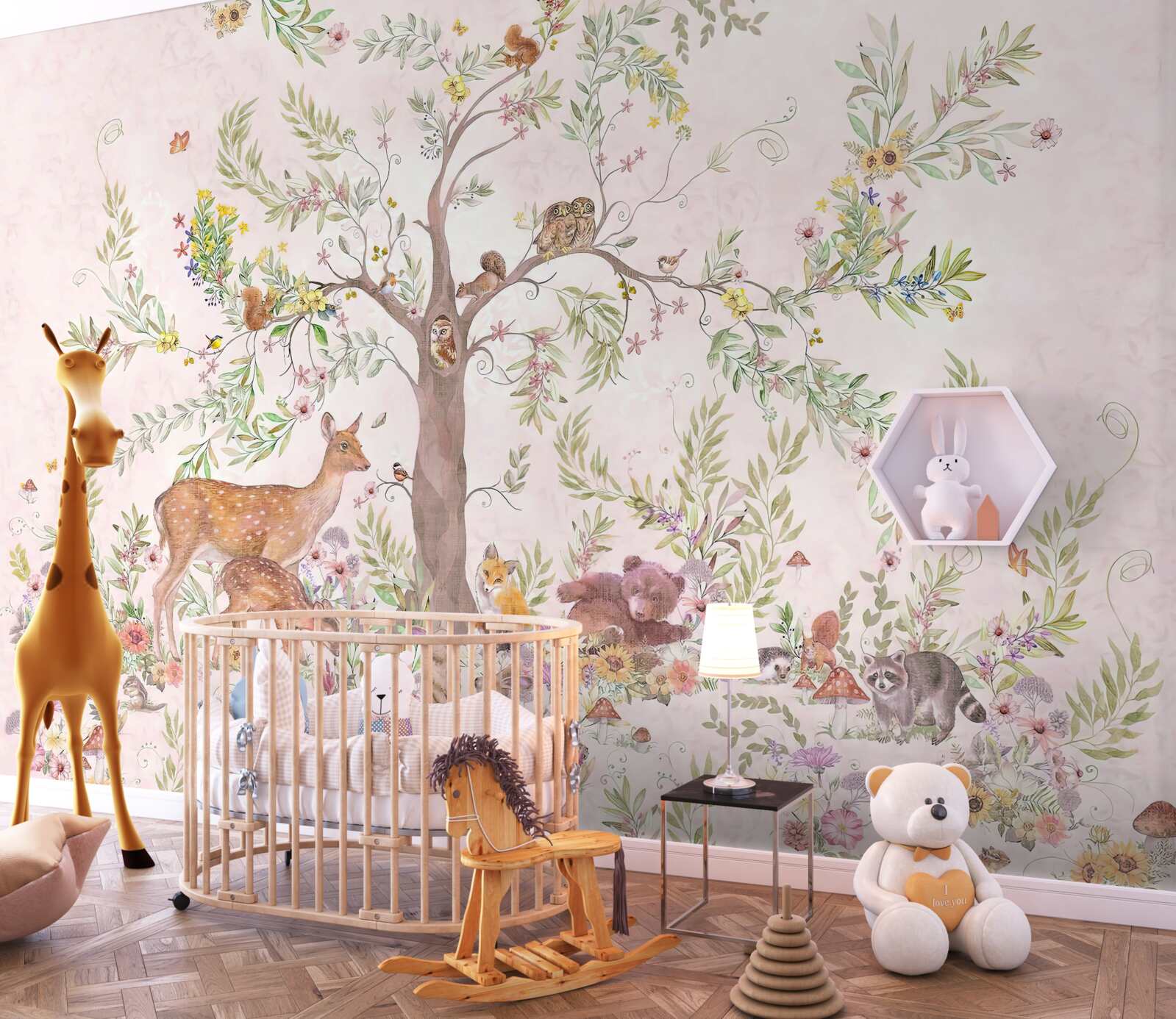 Papier peint il y a des animaux sous l'arbre
