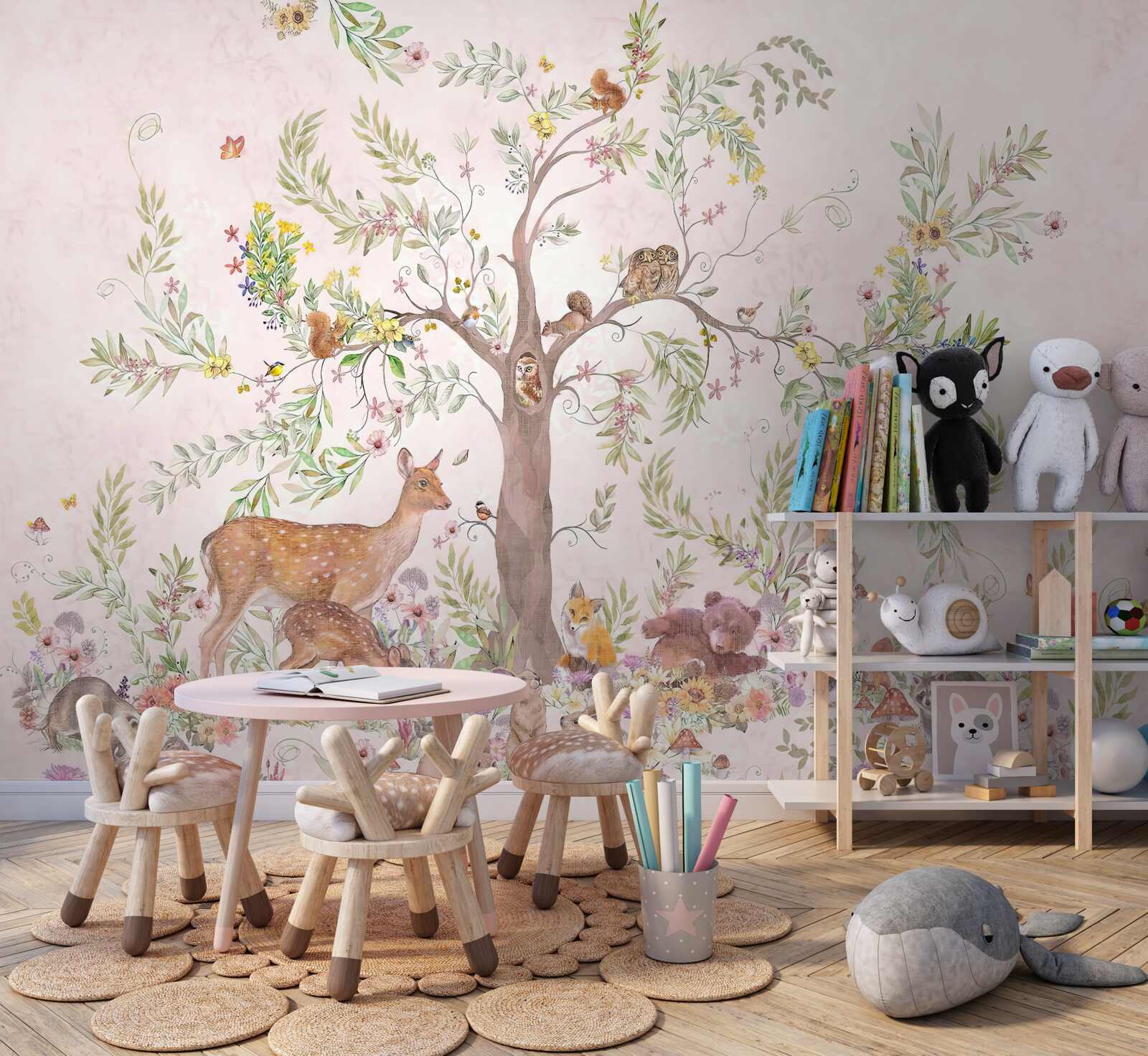 Papier peint il y a des animaux sous l'arbre