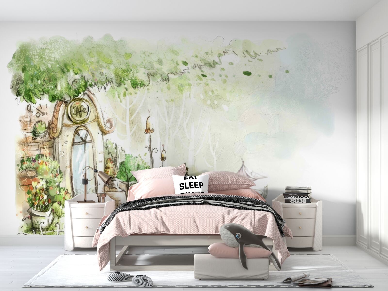 Papier peint cour visible sur la photo
