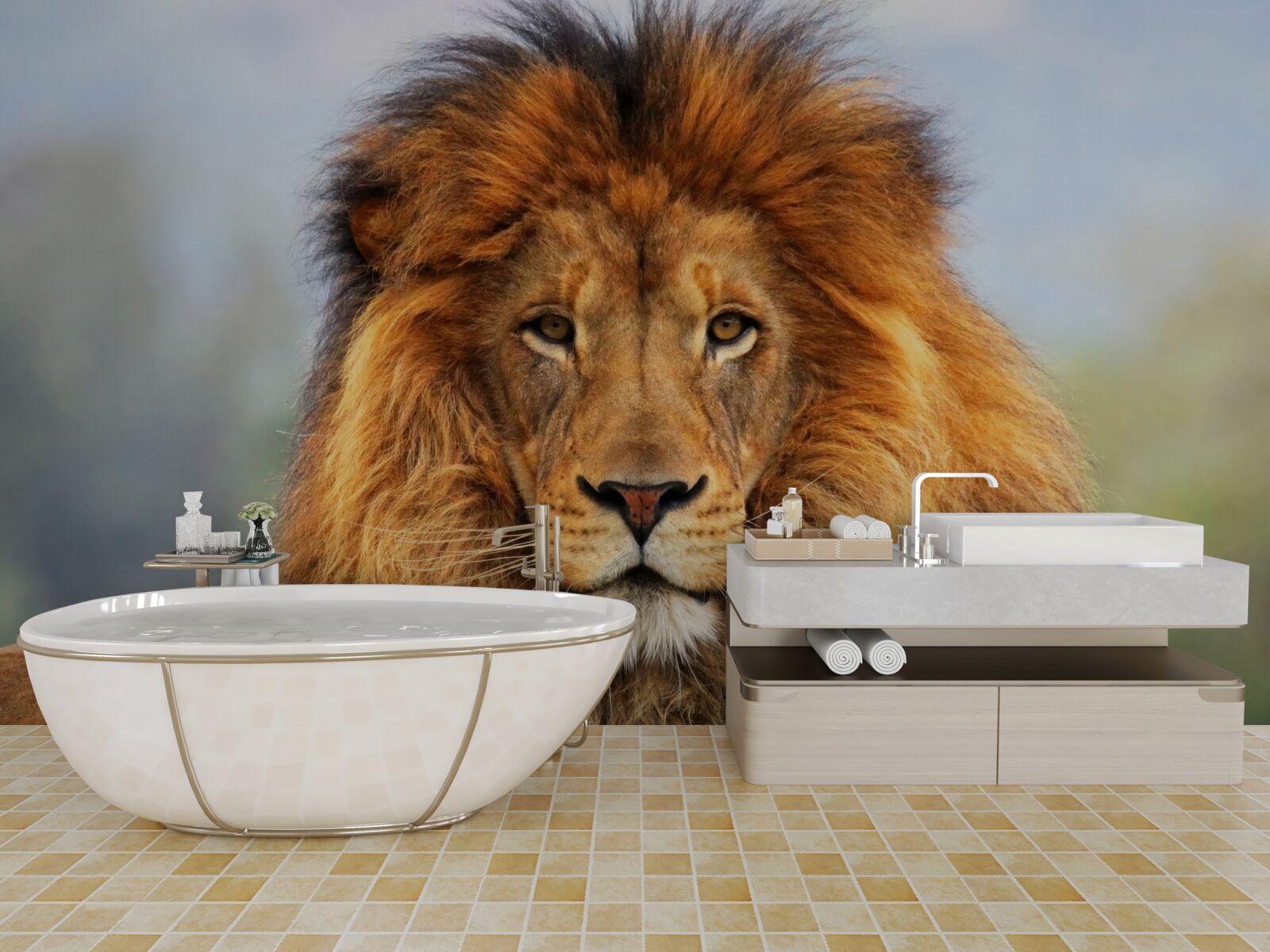 Papier peint image d'un lion
