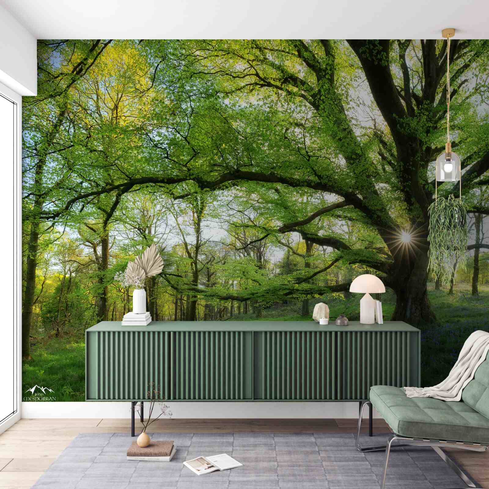 Papier peint belle forêt verte