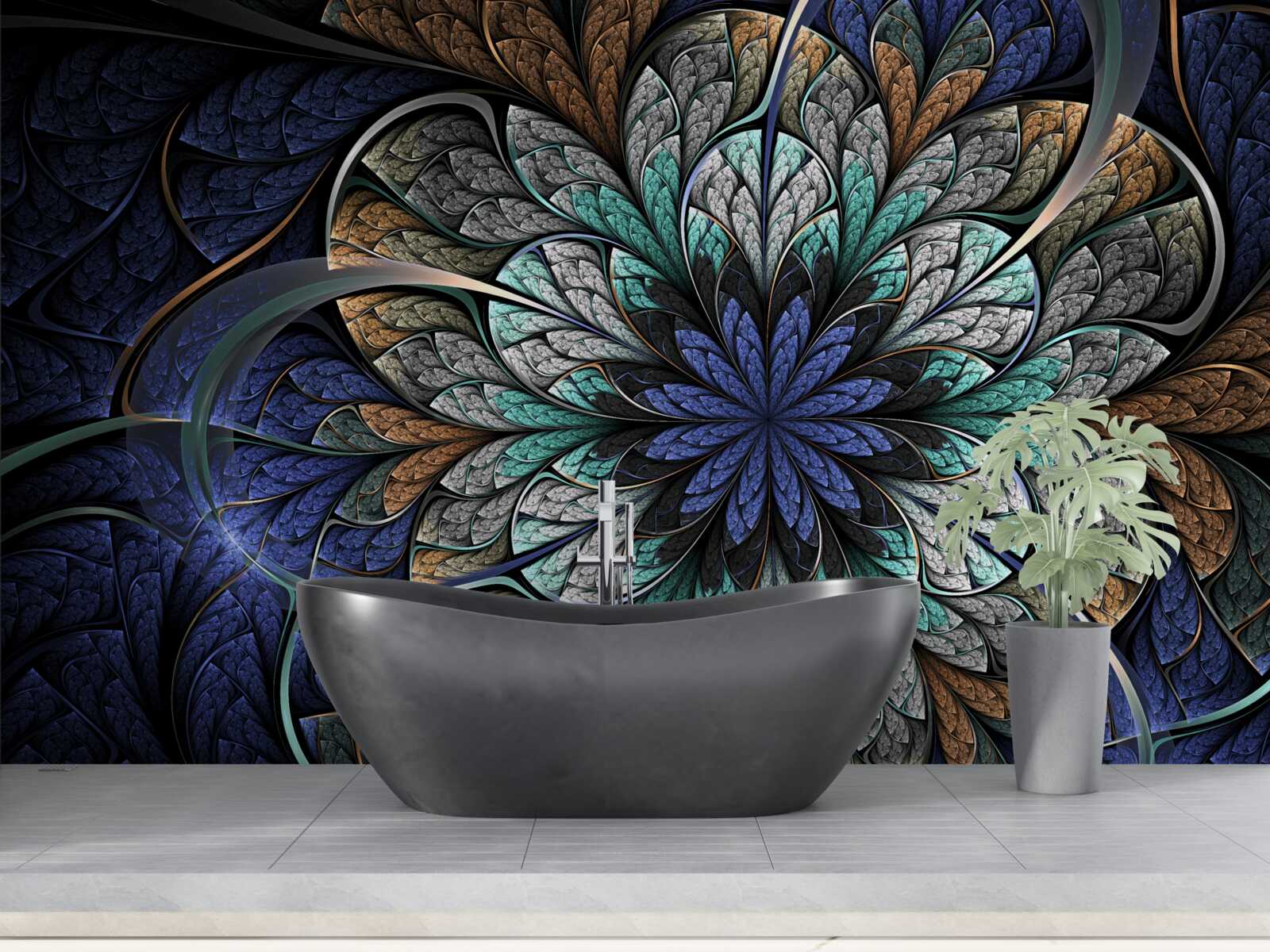 Papier peint fleur majestueuse et mystérieuse