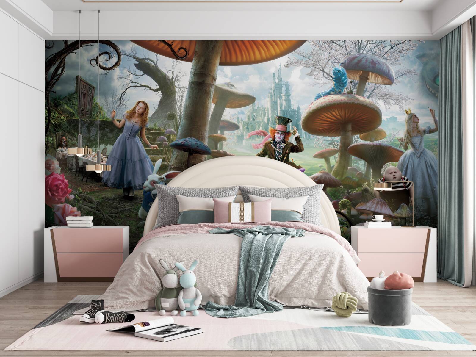 Papier peint personnages de "alice au pays des merveilles"