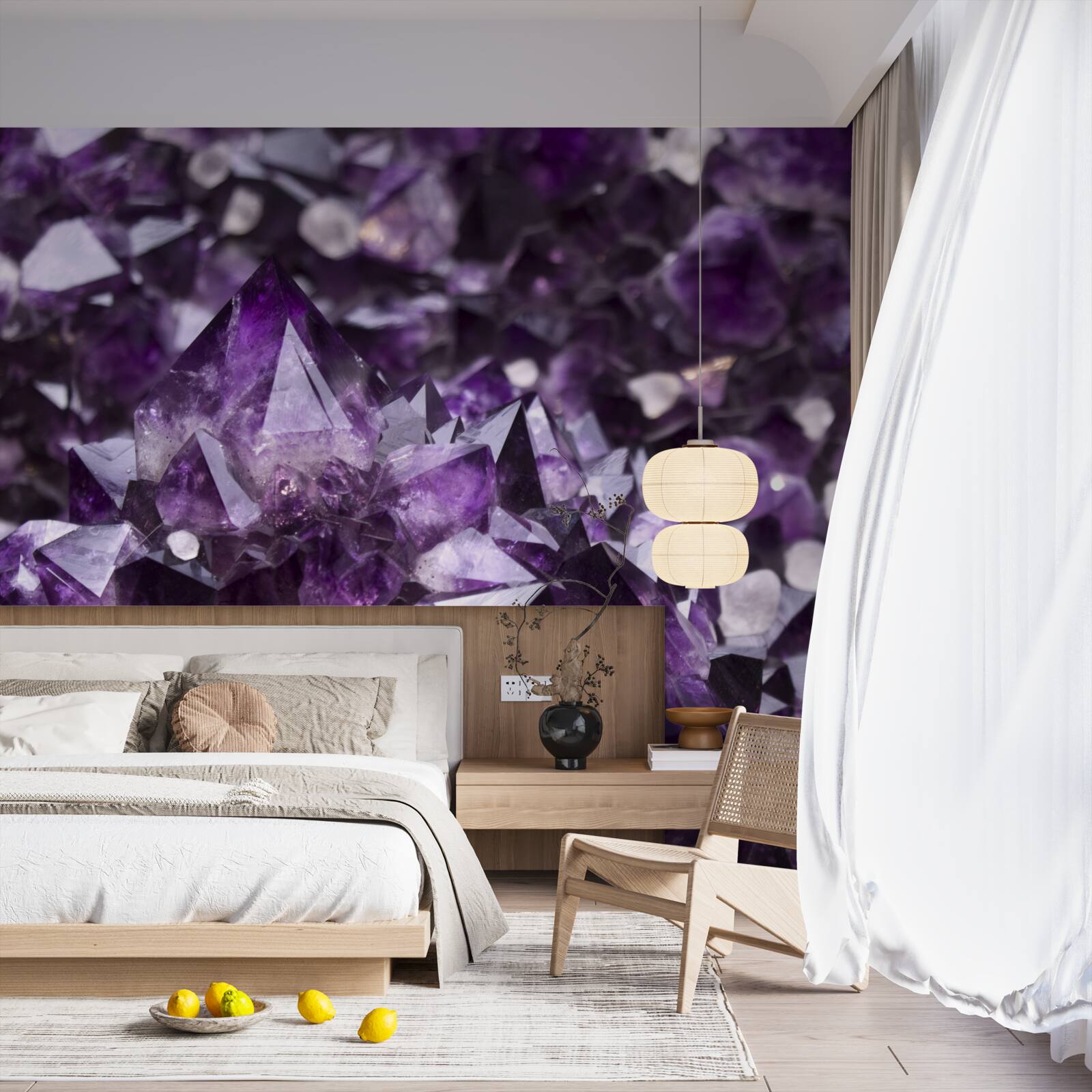 Papier peint cristaux violets