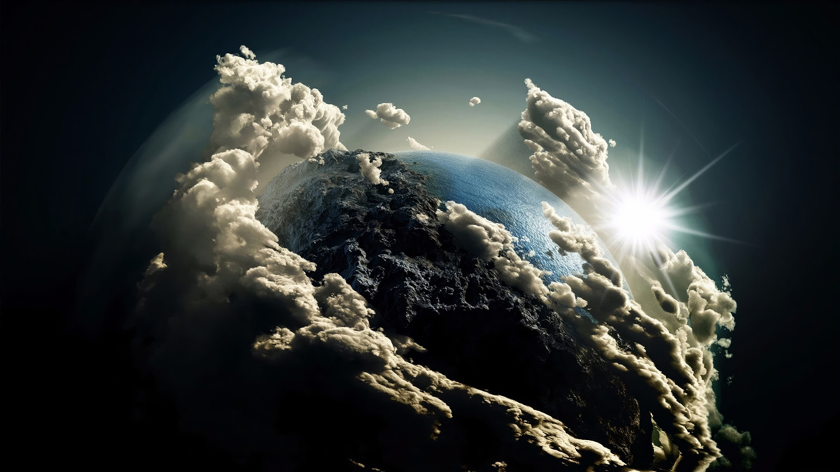 Papier peint les nuages entourent la terre
