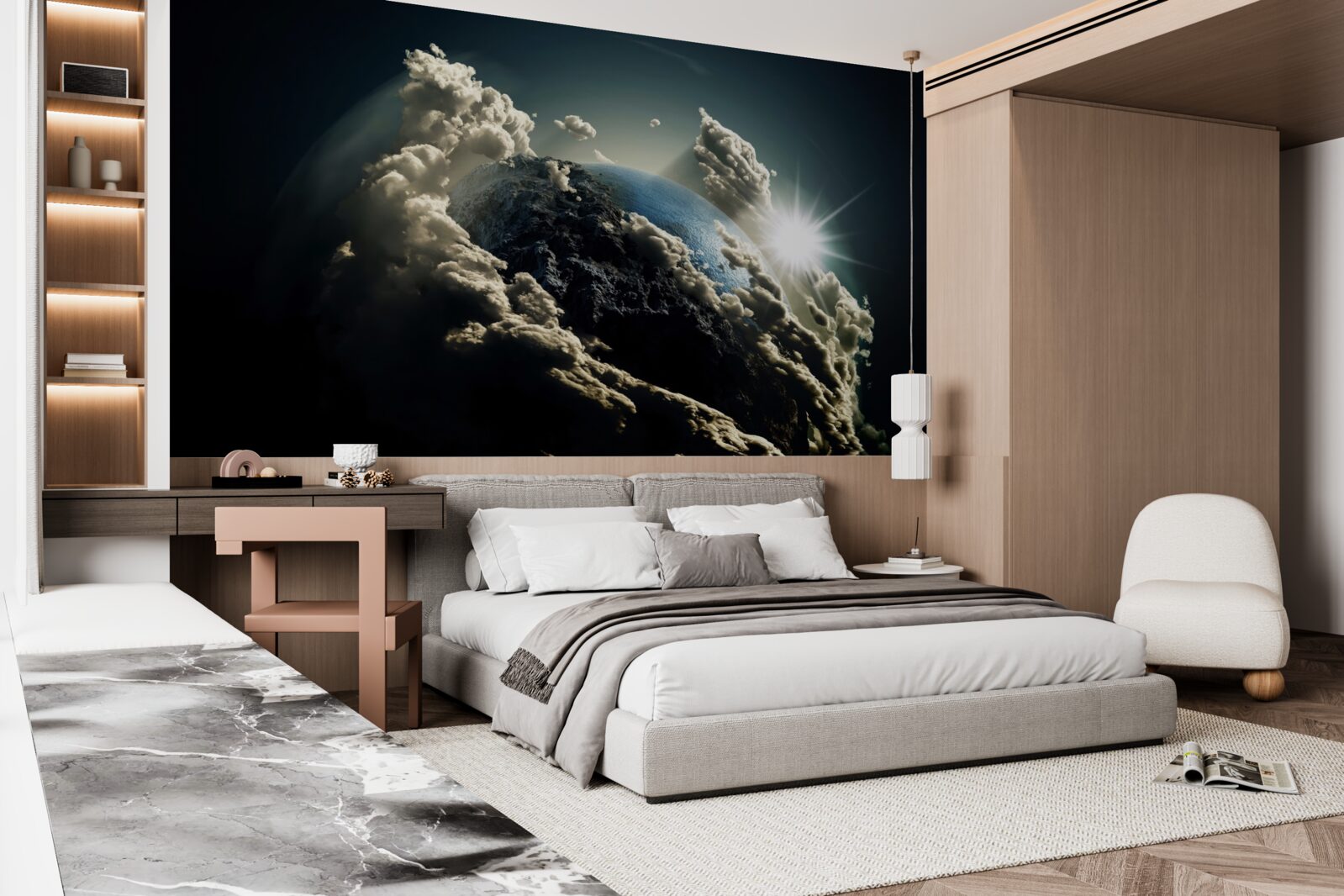 Papier peint les nuages entourent la terre