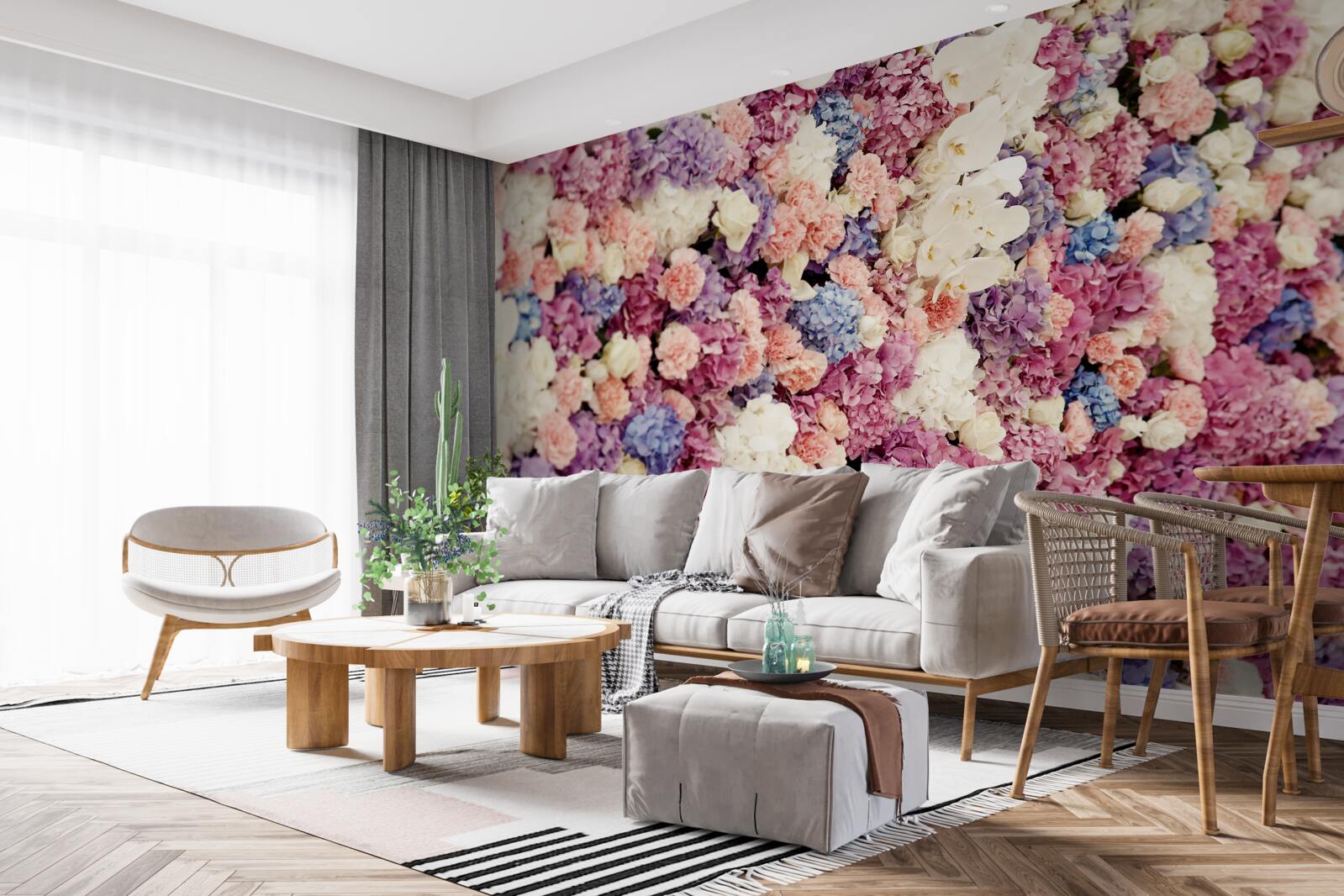 Papier peint fond de fleurs multicolores