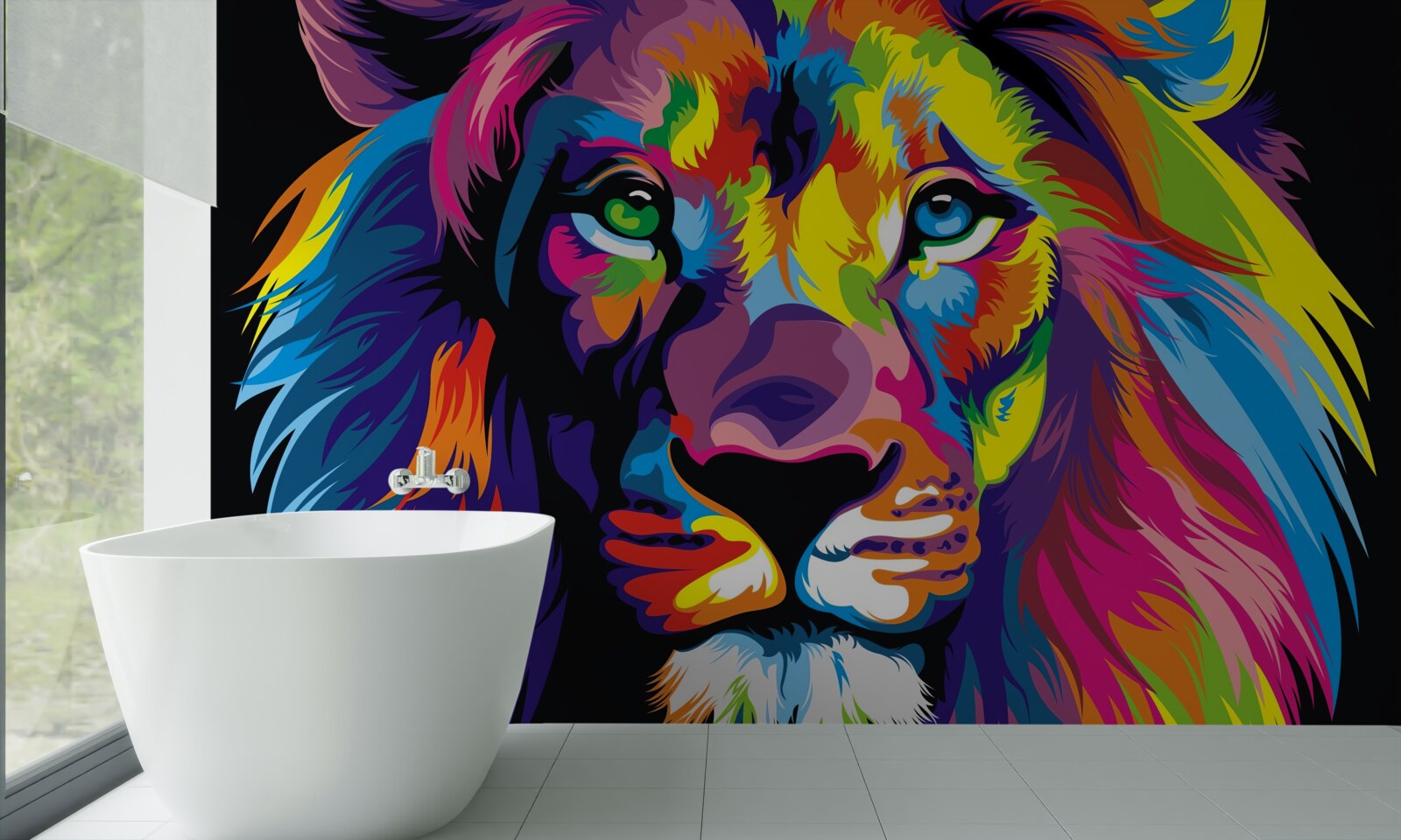 Papier peint image pop-art d'un lion