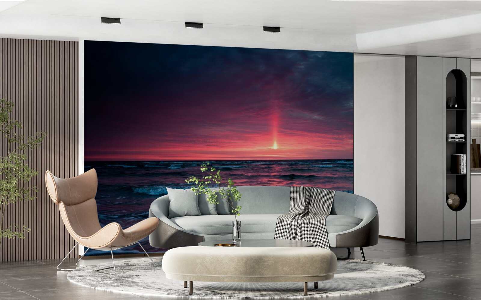 Papier peint le soleil se couche sous l'horizon de la mer