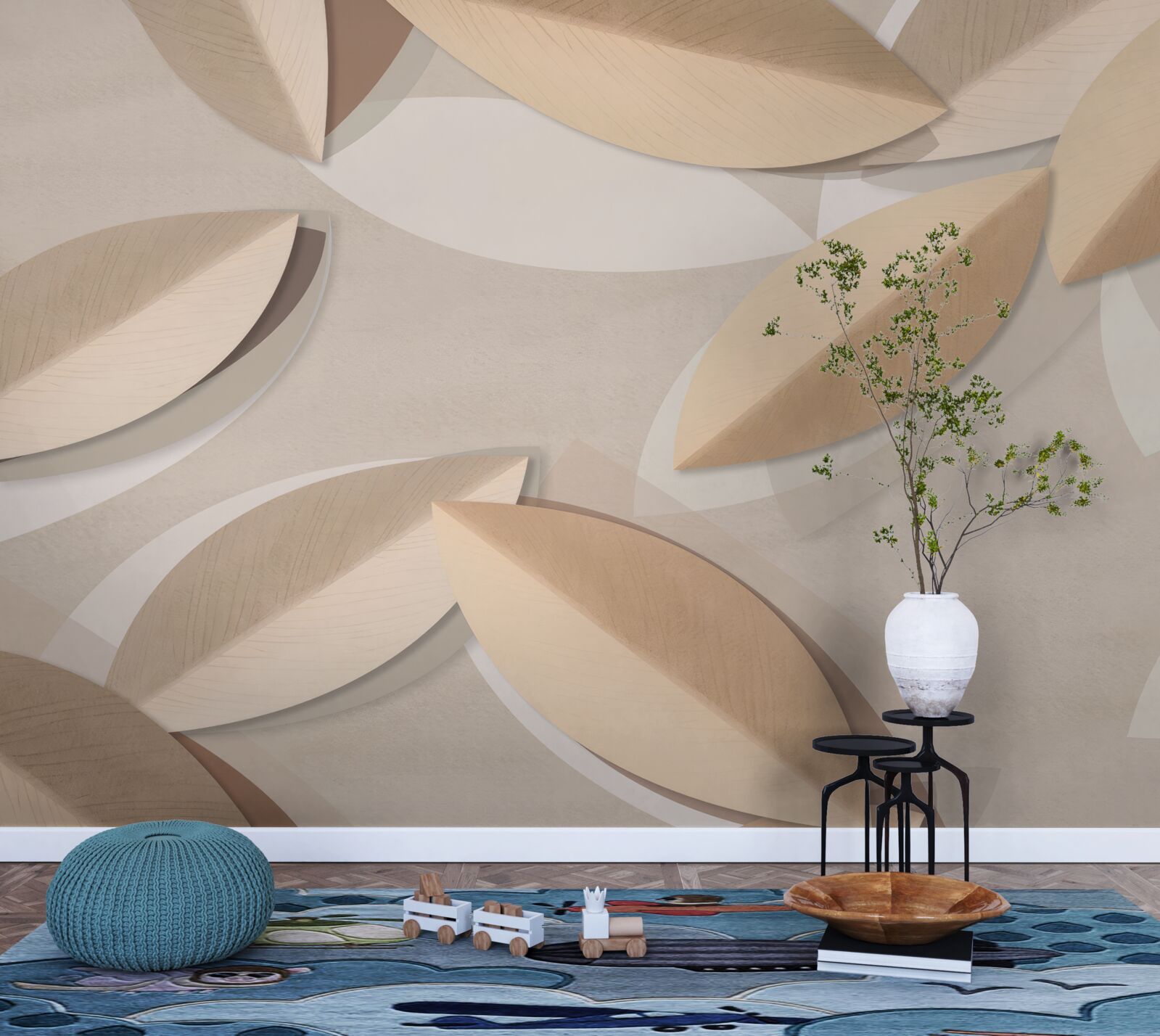 Papier peint les feuilles sont grandes et brunes