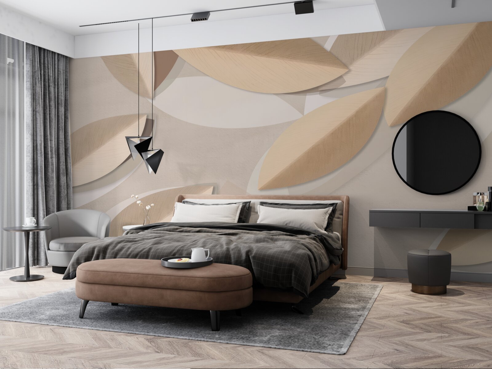 Papier peint les feuilles sont grandes et brunes