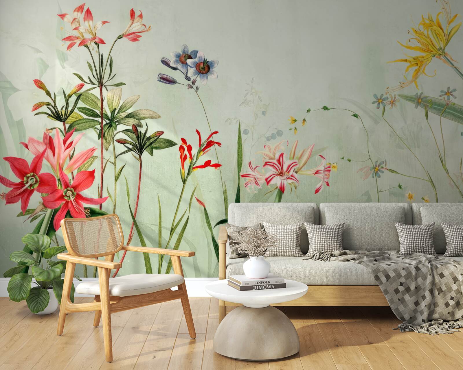 Papier peint la brume enveloppait les fleurs