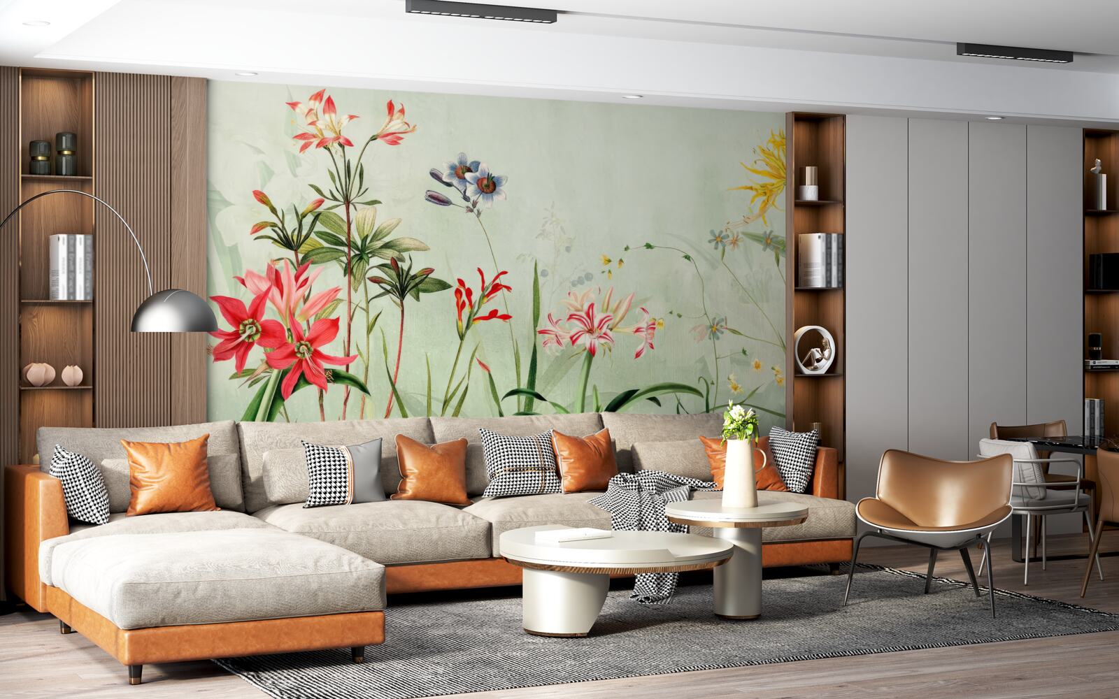 Papier peint la brume enveloppait les fleurs
