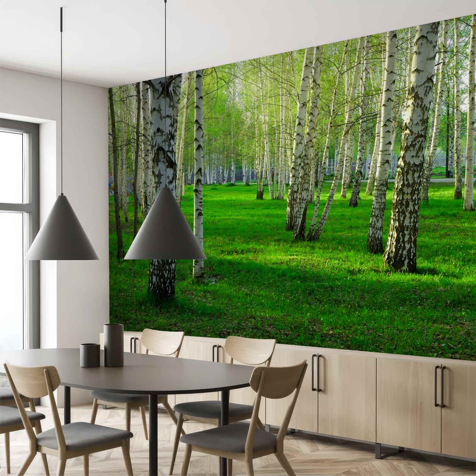 Papier peint de l'herbe verte et des arbres