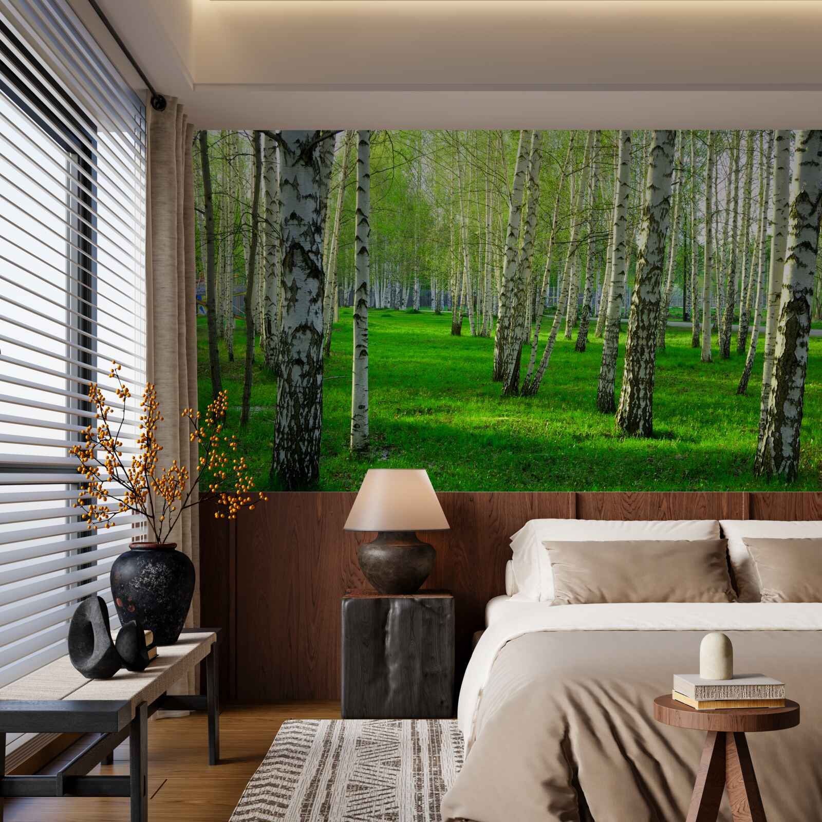Papier peint de l'herbe verte et des arbres
