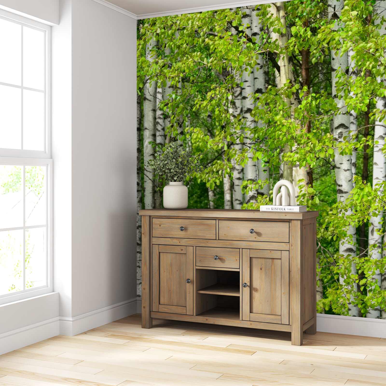 Papier peint forêt de bouleaux