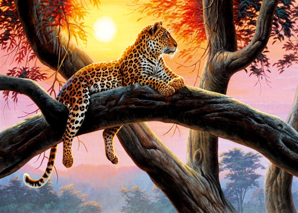Papier peint Le guépard s'assoit dans un arbre
