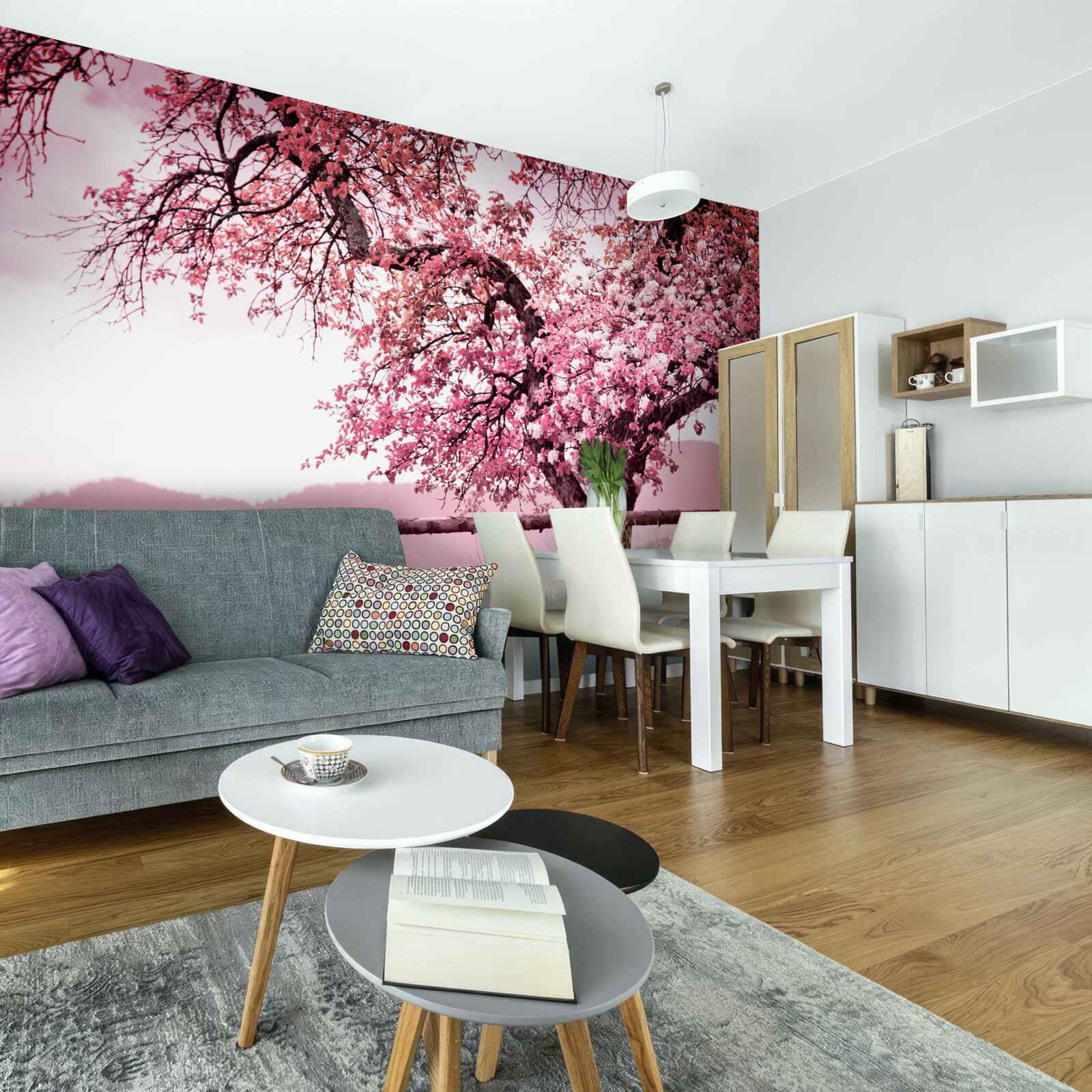 Papier peint arbre sakura en fleurs