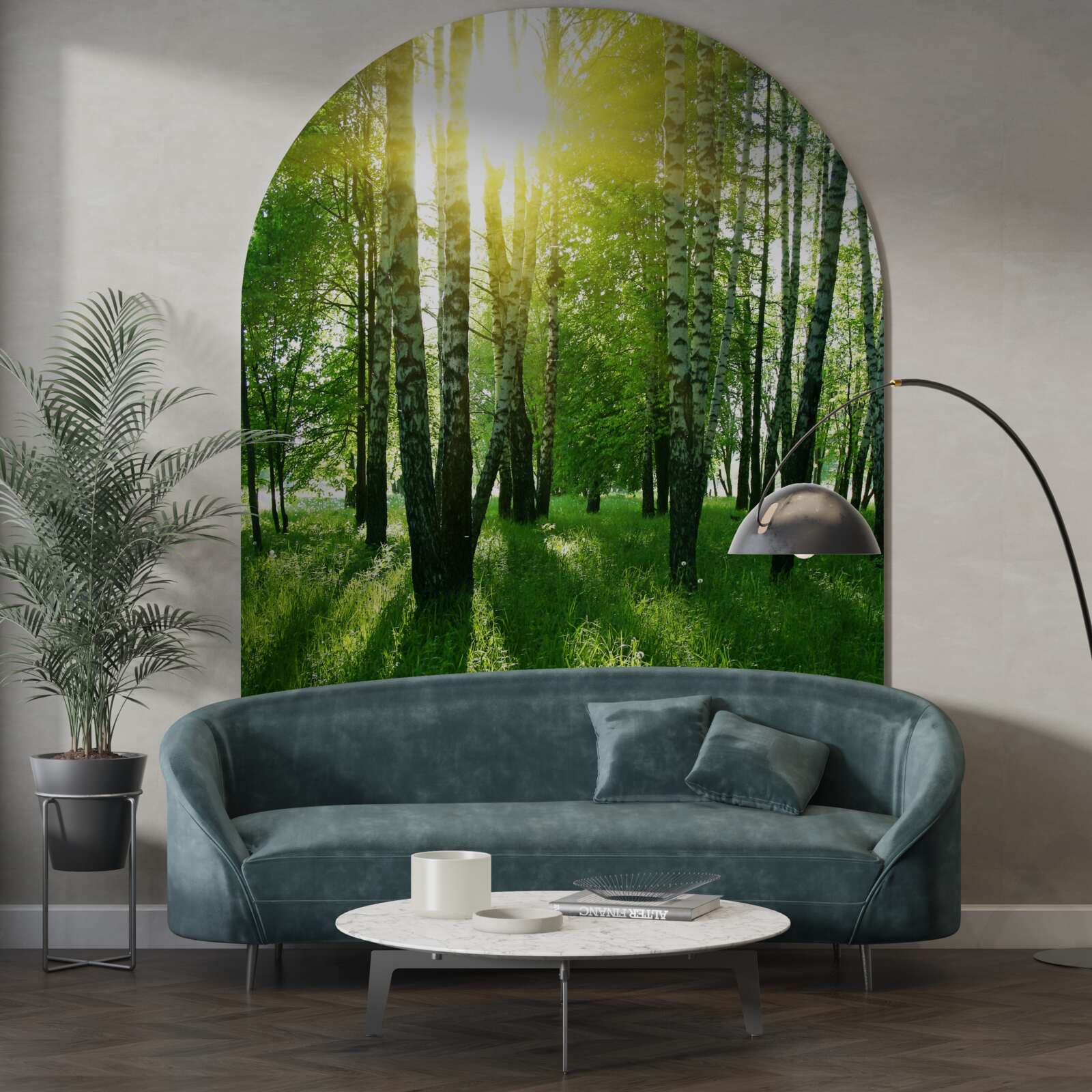 Papier peint matinée dans la forêt