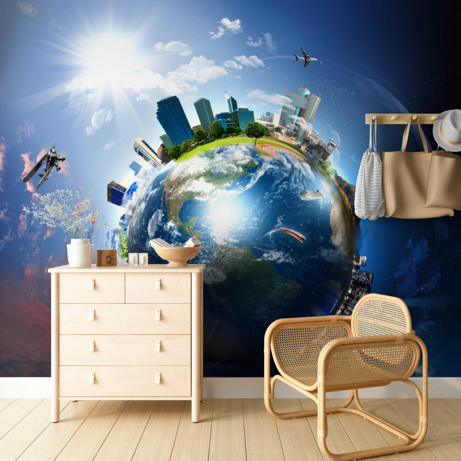 Papier peint globe terrestre sous un angle inhabituel