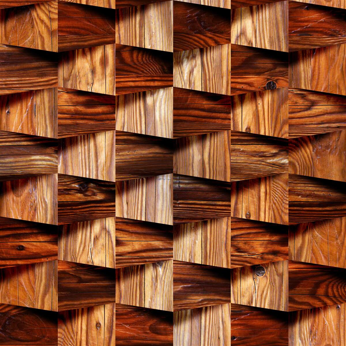 Papier peint pièces volumétriques en bois