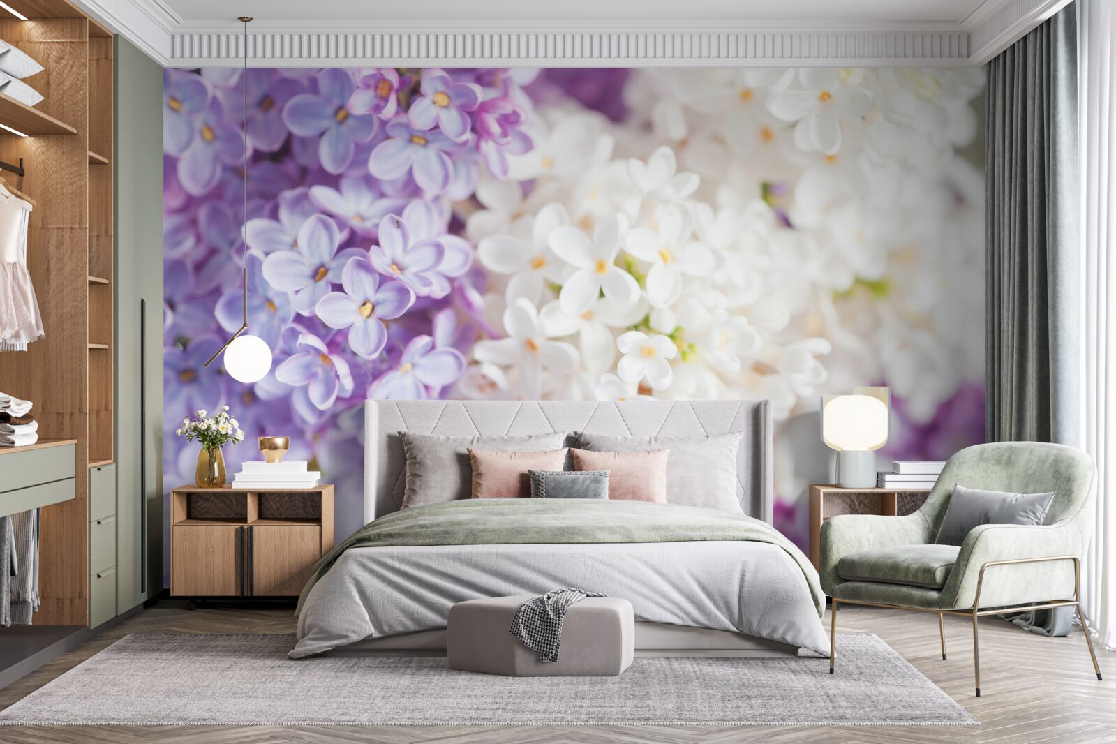 Papier peint lilas en fleurs au printemps
