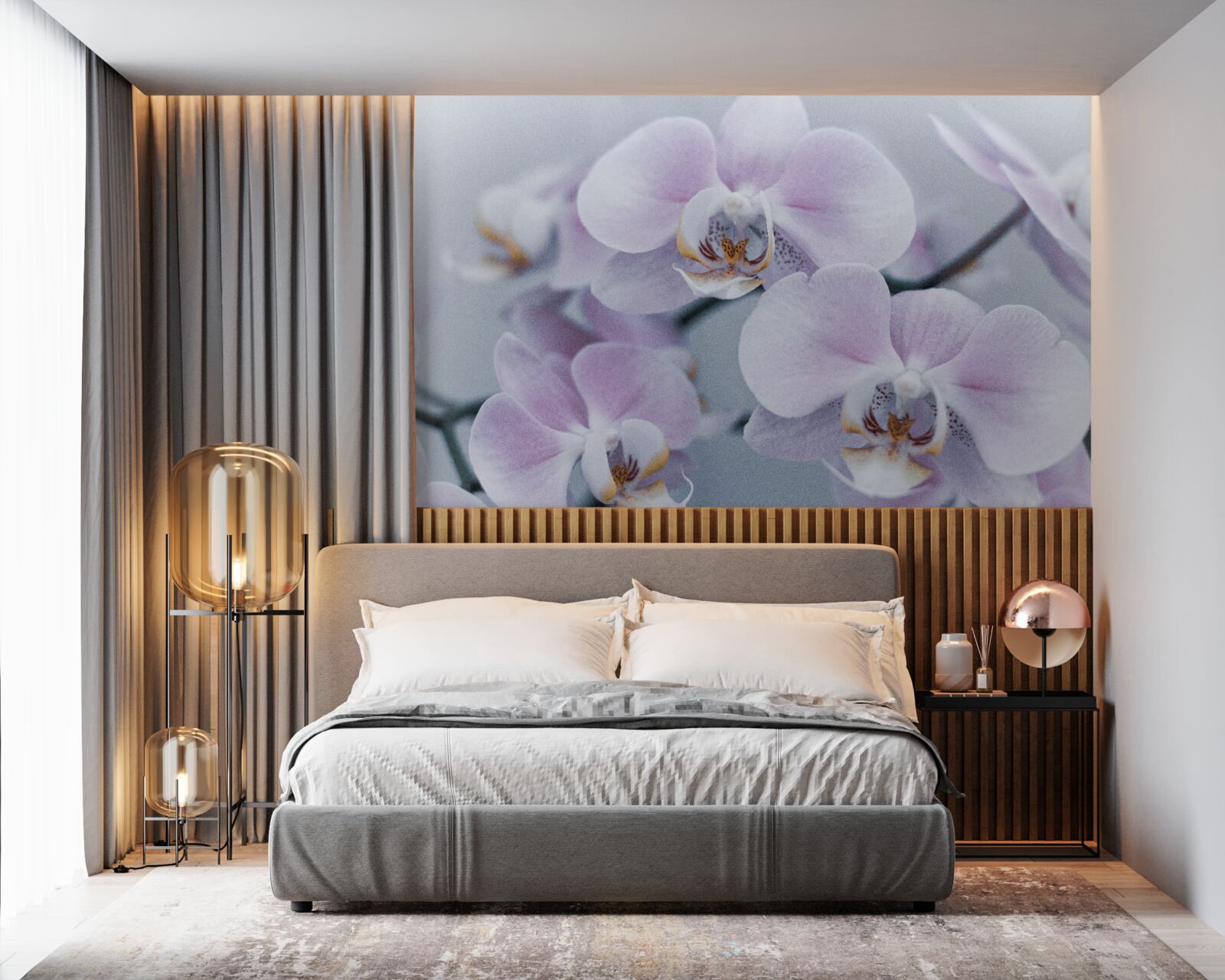 Papier peint grandes fleurs d'orchidées