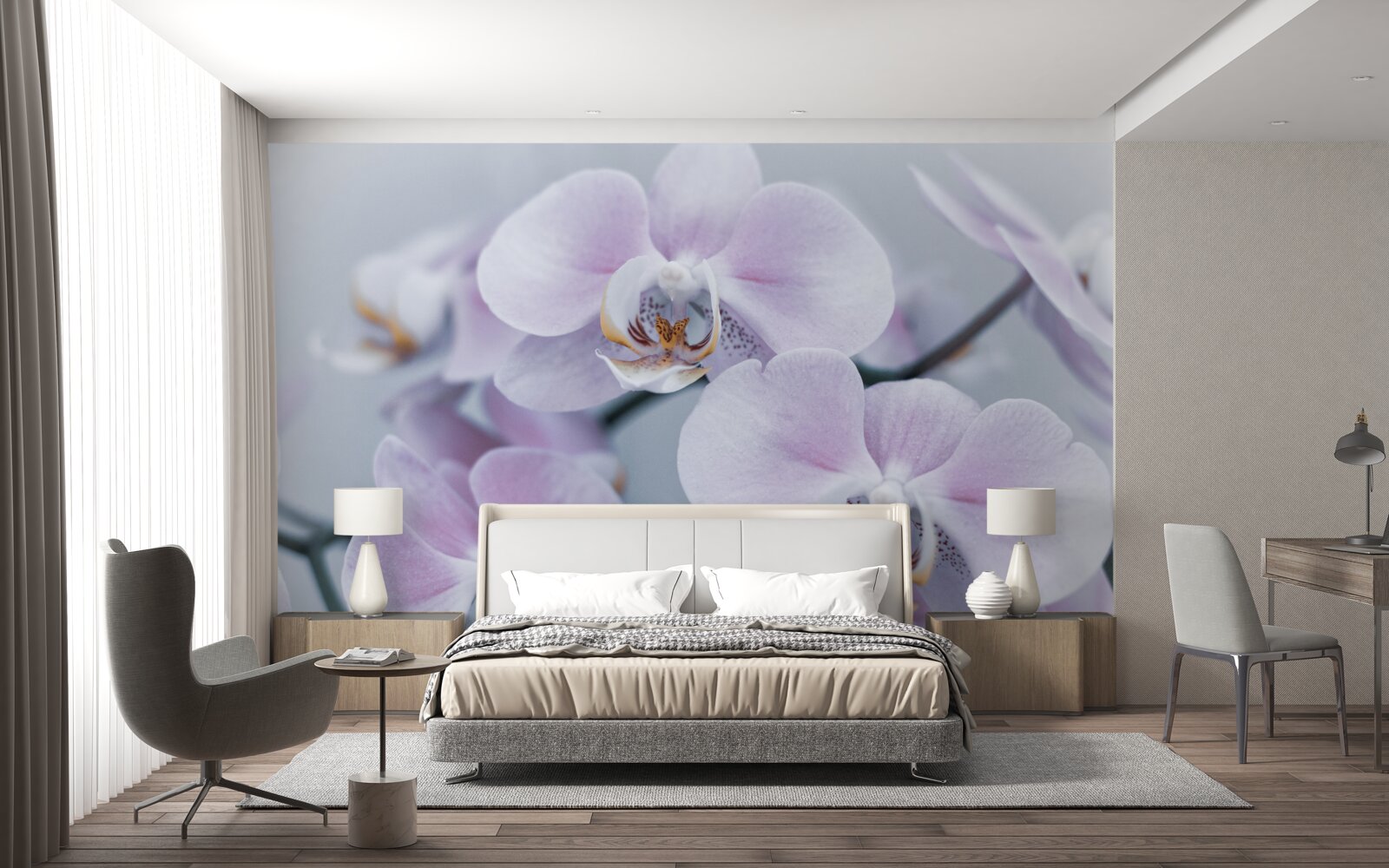 Papier peint grandes fleurs d'orchidées