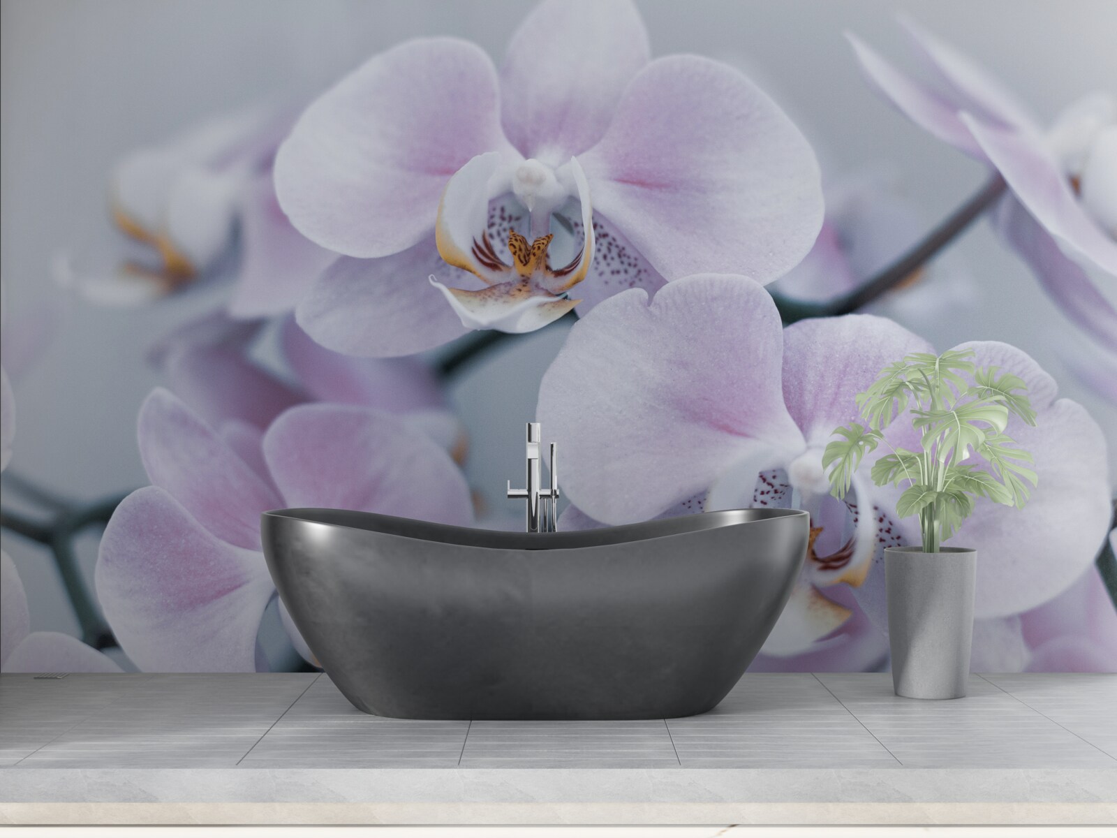 Papier peint grandes fleurs d'orchidées