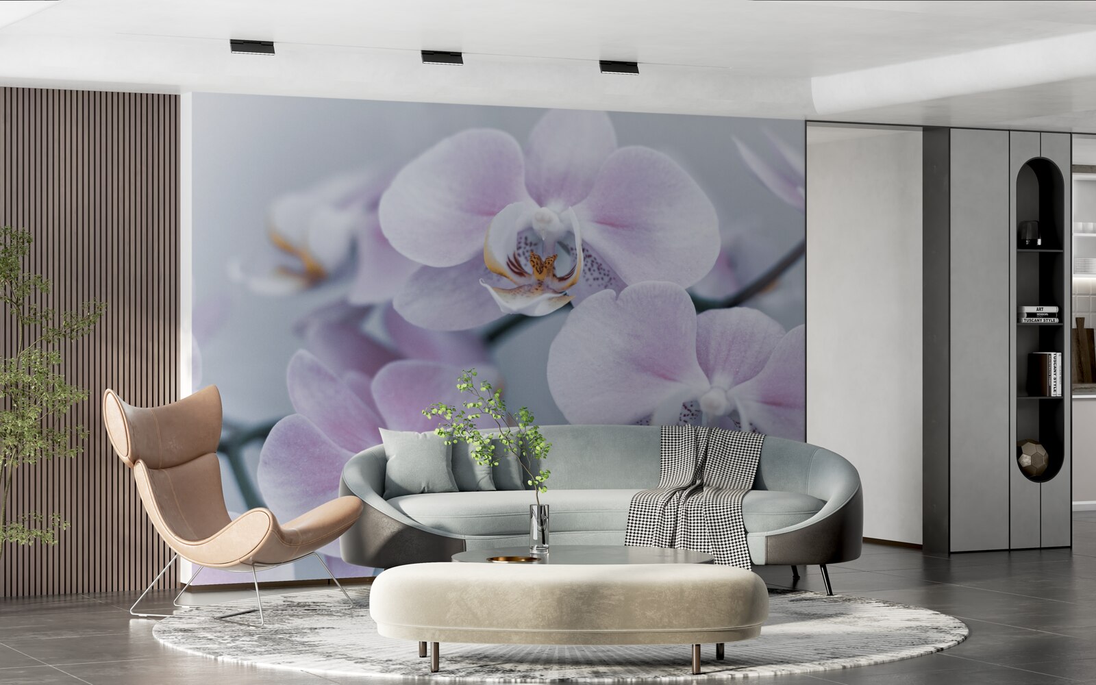 Papier peint grandes fleurs d'orchidées