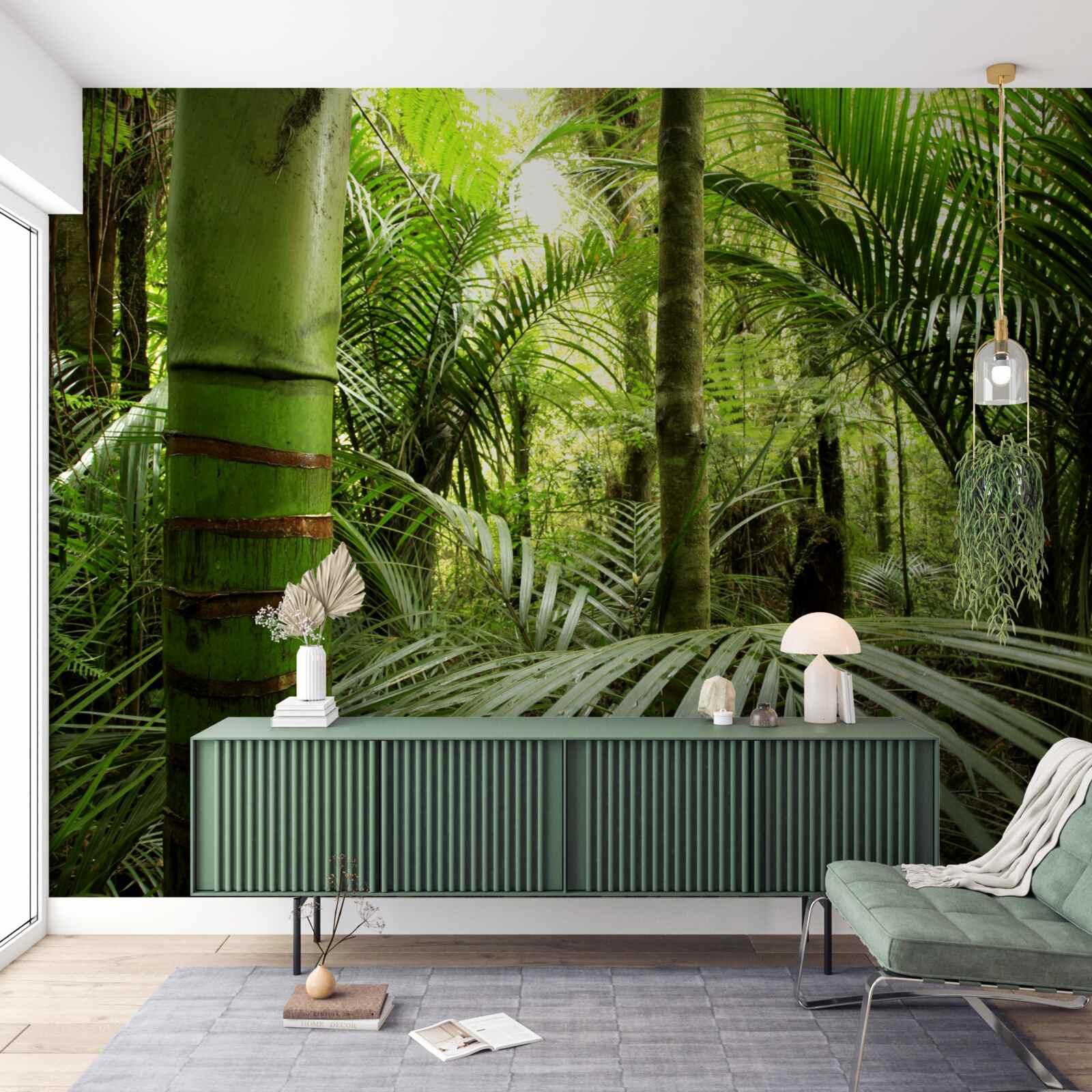 Papier peint grandes plantes dans un bosquet vert