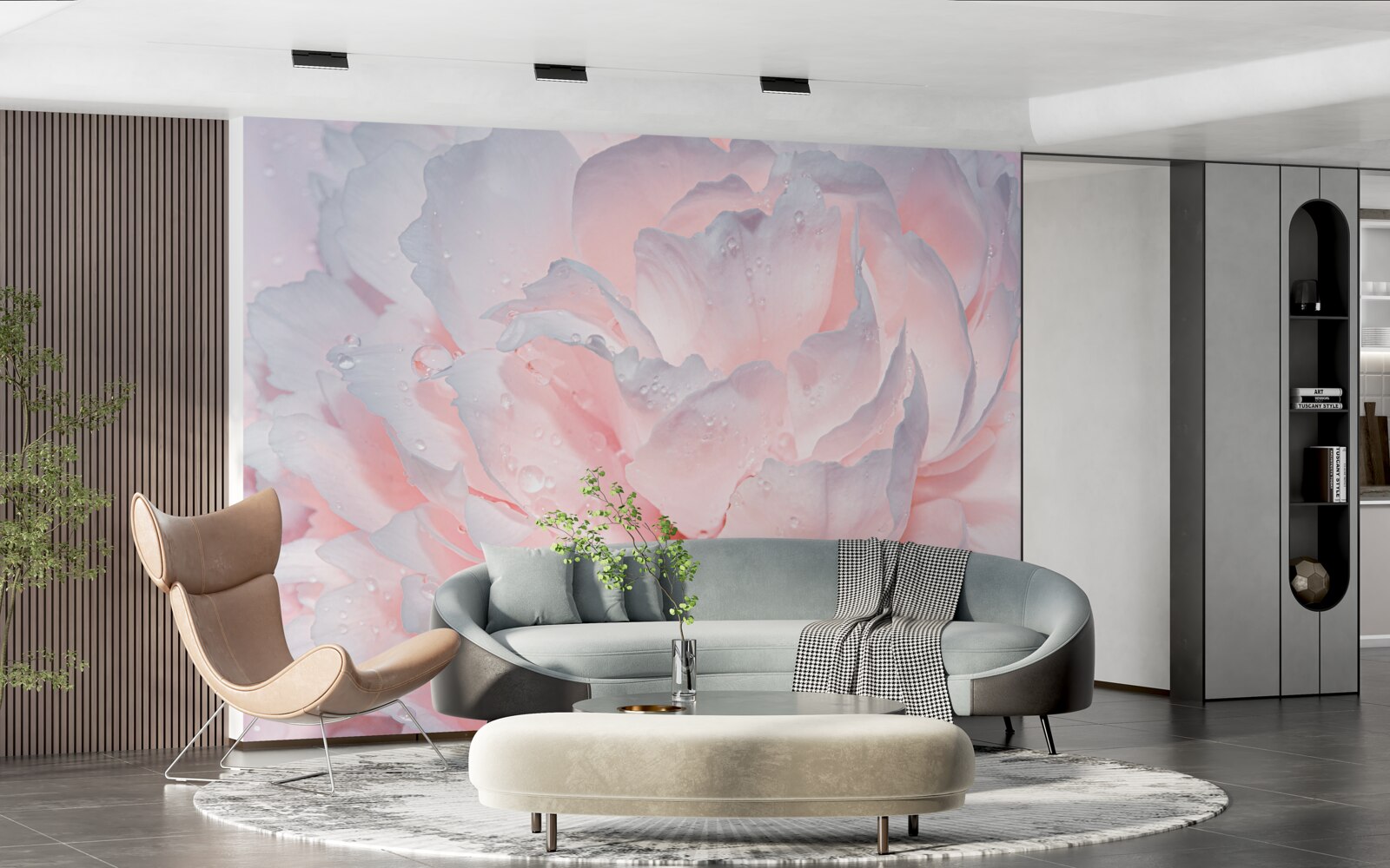 Papier peint grande pivoine rose vif
